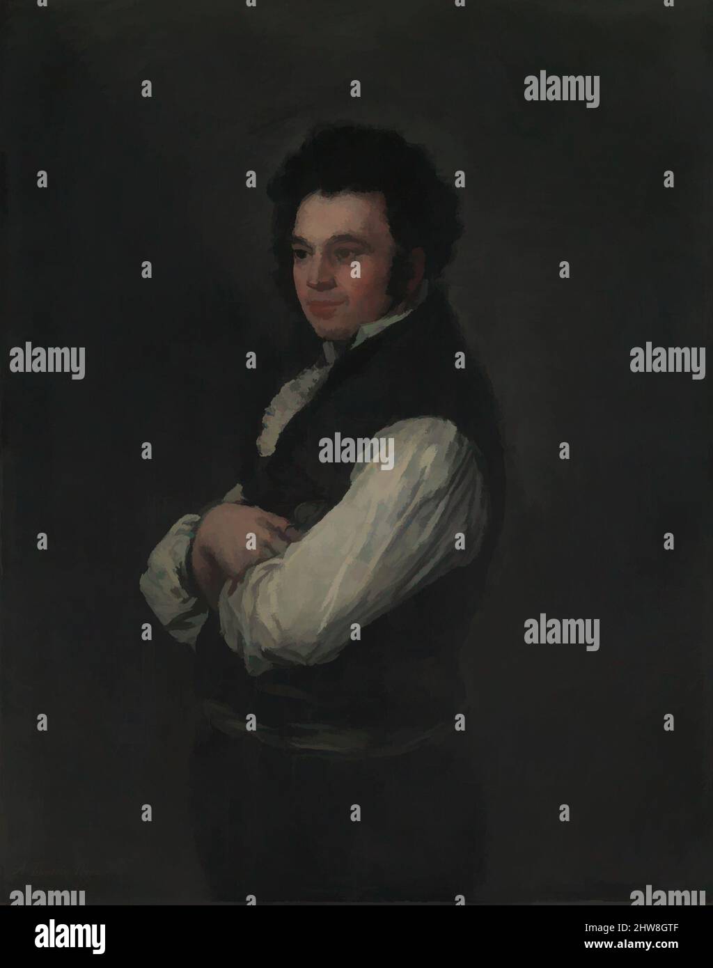 Art inspired by Tiburcio Pérez y Cuervo (1785/86–1841), the Architect, 1820, Oil on canvas, 40 1/4 x 32 in. (102.2 x 81.3 cm), Paintings, Goya (Francisco de Goya y Lucientes) (Spanish, Fuendetodos 1746–1828 Bordeaux), After recovering from a serious illness in 1819–20, Goya painted, Classic works modernized by Artotop with a splash of modernity. Shapes, color and value, eye-catching visual impact on art. Emotions through freedom of artworks in a contemporary way. A timeless message pursuing a wildly creative new direction. Artists turning to the digital medium and creating the Artotop NFT Stock Photo