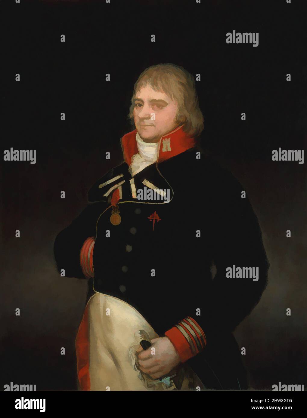 Art inspired by Ignacio Garcini y Queralt (1752–1825), Brigadier of Engineers, 1804, Oil on canvas, 41 x 32 3/4 in. (104.1 x 83.2 cm), Paintings, Goya (Francisco de Goya y Lucientes) (Spanish, Fuendetodos 1746–1828 Bordeaux), An official in the War Department, Ignacio Garcini wears the, Classic works modernized by Artotop with a splash of modernity. Shapes, color and value, eye-catching visual impact on art. Emotions through freedom of artworks in a contemporary way. A timeless message pursuing a wildly creative new direction. Artists turning to the digital medium and creating the Artotop NFT Stock Photo
