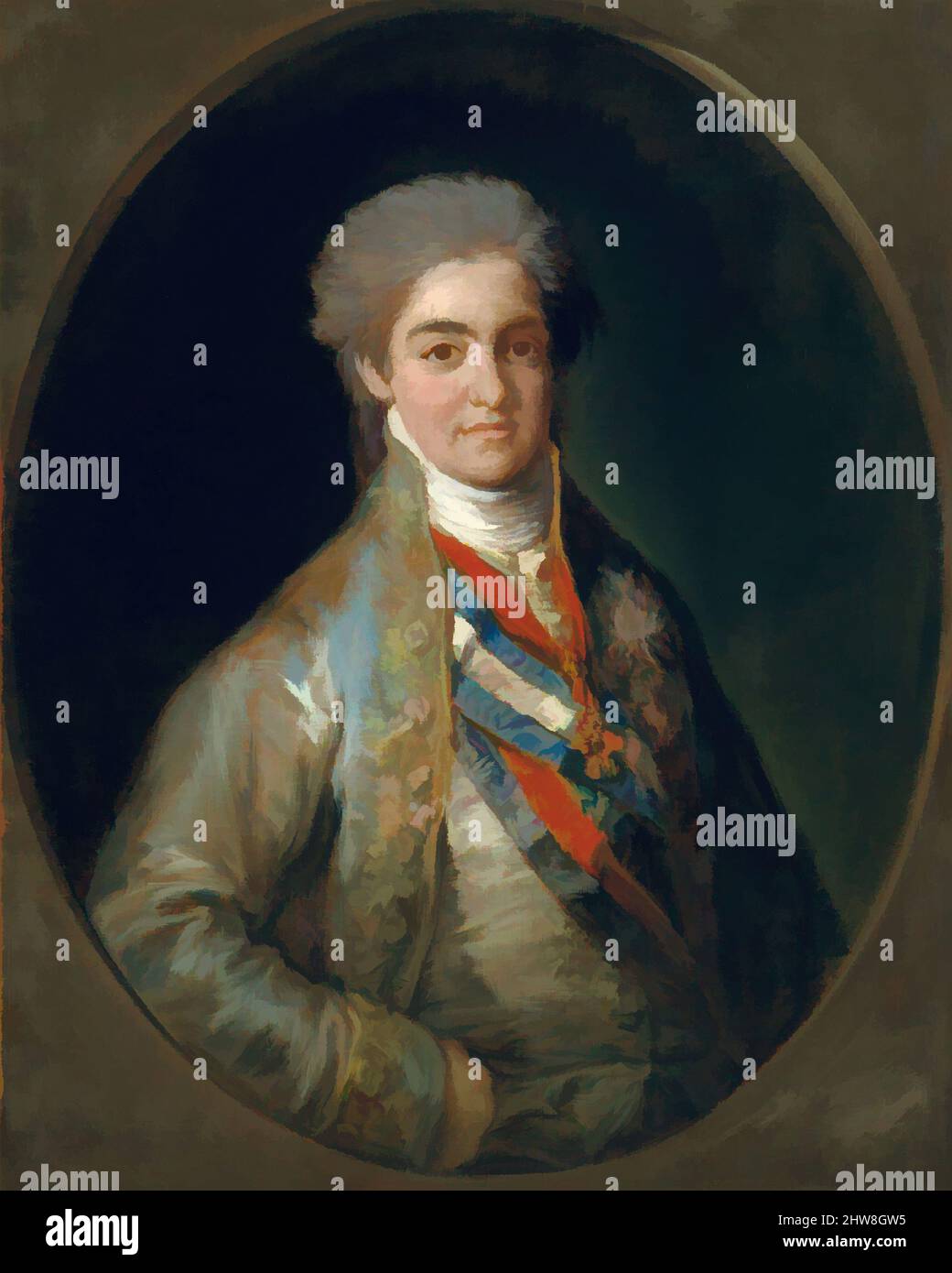 Art inspired by Ferdinand VII (1784–1833), When Prince of Asturias, Oil on canvas, 32 3/4 x 26 1/4 in. (83.2 x 66.7 cm), Paintings, Goya (Spanish, Fuendetodos 1746–1828 Bordeaux) and Workshop, The sixteen-year-old Prince of Asturias wears the Spanish Hapsburg Order of the Golden Fleece, Classic works modernized by Artotop with a splash of modernity. Shapes, color and value, eye-catching visual impact on art. Emotions through freedom of artworks in a contemporary way. A timeless message pursuing a wildly creative new direction. Artists turning to the digital medium and creating the Artotop NFT Stock Photo