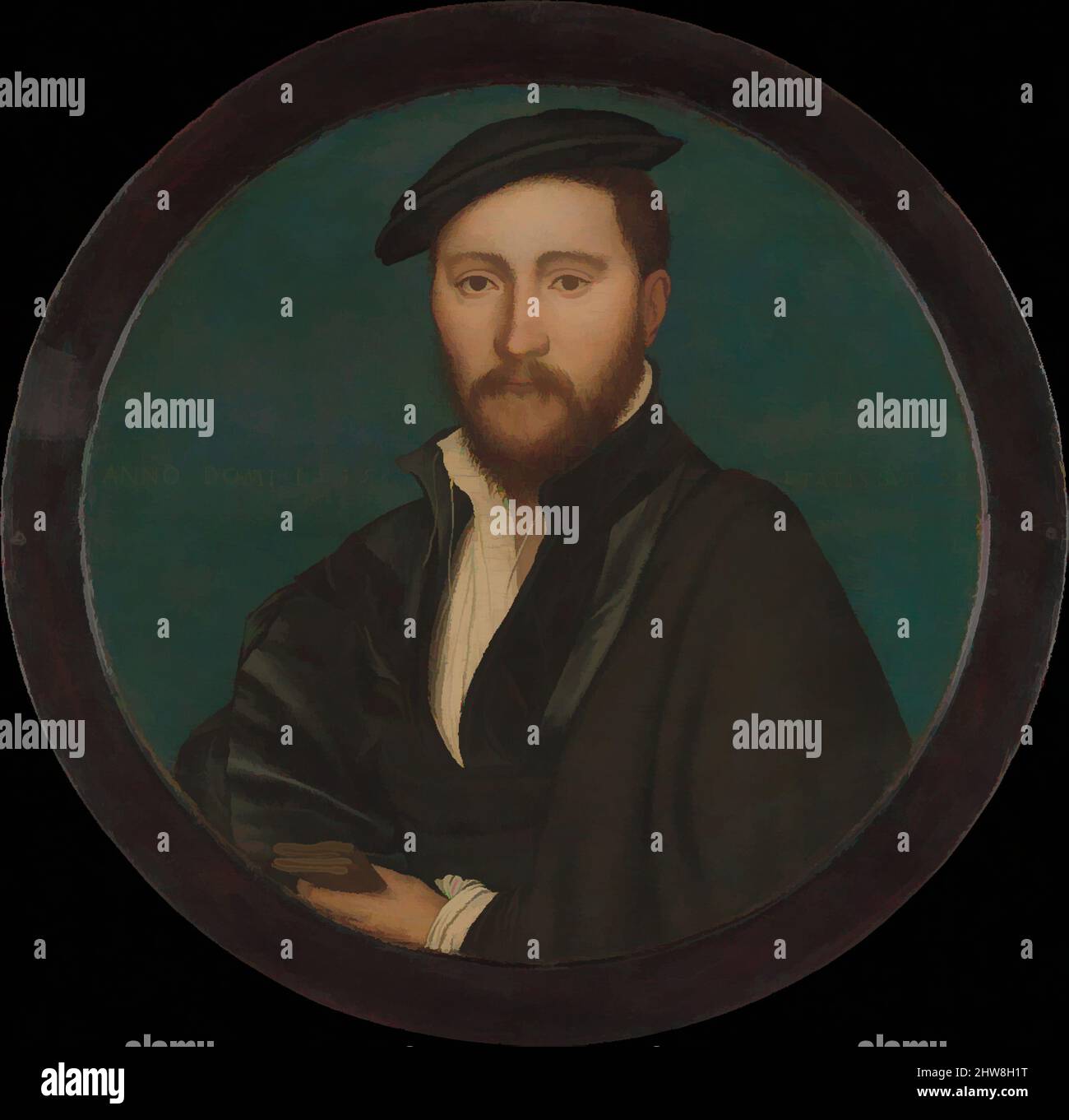 Art inspired by Portrait of a Man (Sir Ralph Sadler?), 1535, Oil and gold on oak, Diameter 12 in. (30.5 cm), Paintings, Workshop of Hans Holbein the Younger (German, Augsburg 1497/98–1543 London), During his second sojourn in London (1532–43), Holbein catered primarily to Henry VIII’s, Classic works modernized by Artotop with a splash of modernity. Shapes, color and value, eye-catching visual impact on art. Emotions through freedom of artworks in a contemporary way. A timeless message pursuing a wildly creative new direction. Artists turning to the digital medium and creating the Artotop NFT Stock Photo