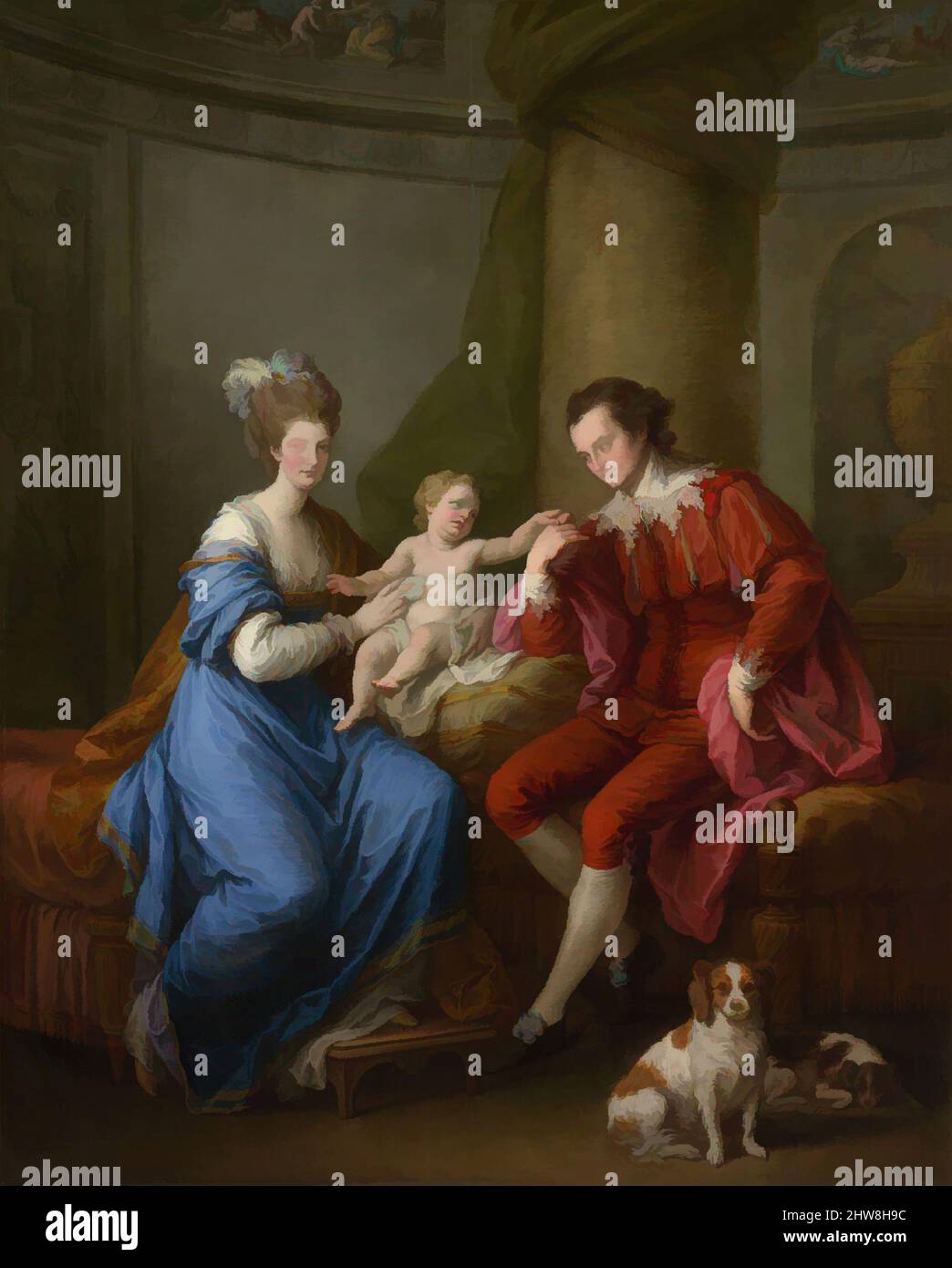 Art inspired by Edward Smith Stanley (1752–1834), Twelfth Earl of Derby, with His First Wife (Lady Elizabeth Hamilton, 1753–1797) and Their Son (Edward Smith Stanley, 1775–1851), ca. 1776, Oil on canvas, 50 x 40 in. (127 x 101.6 cm), Paintings, Angelica Kauffmann (Swiss, Chur 1741–1807, Classic works modernized by Artotop with a splash of modernity. Shapes, color and value, eye-catching visual impact on art. Emotions through freedom of artworks in a contemporary way. A timeless message pursuing a wildly creative new direction. Artists turning to the digital medium and creating the Artotop NFT Stock Photo