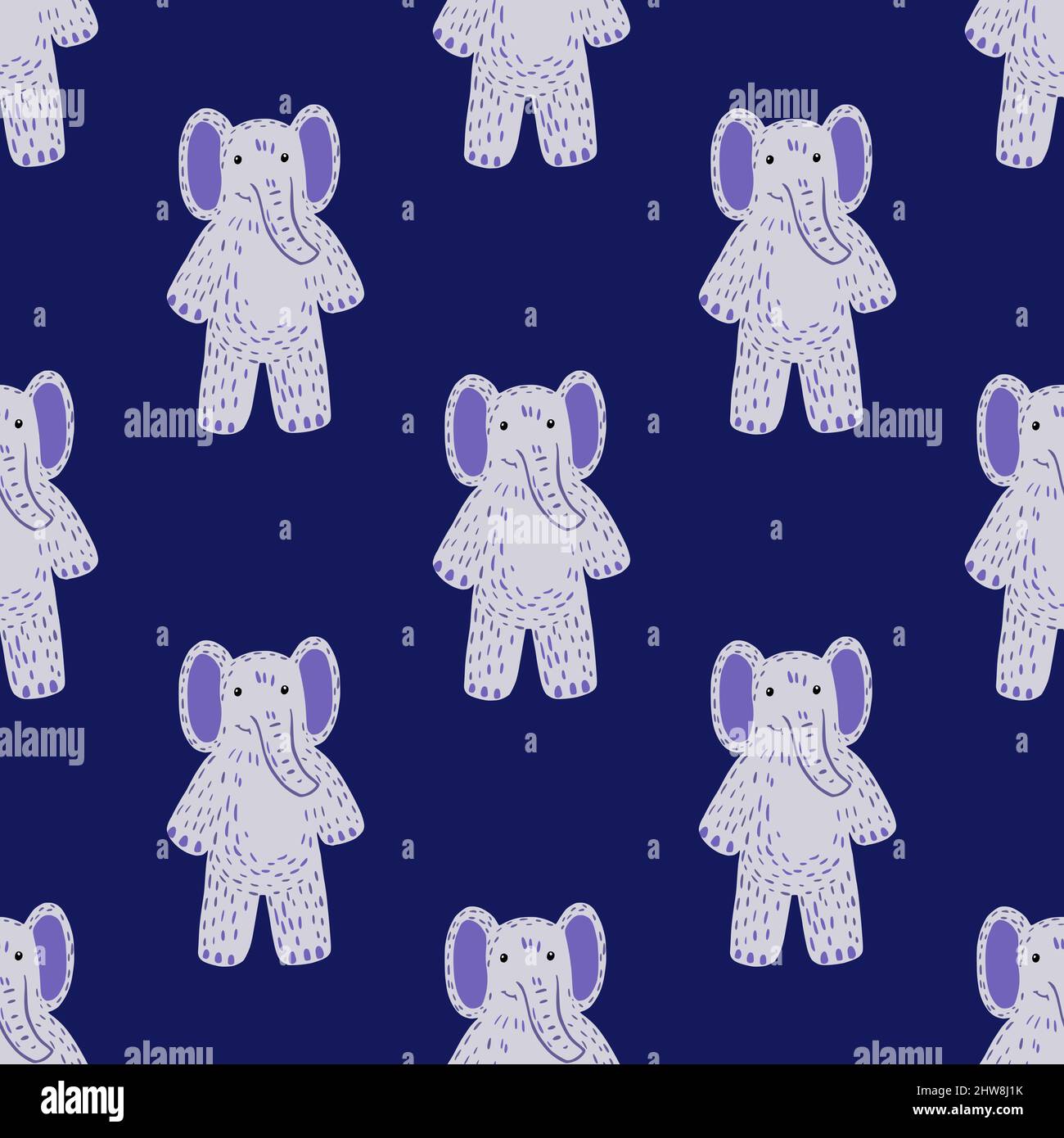 Cute elephant toy seamless pattern. Funny child playthings in doodle ...
