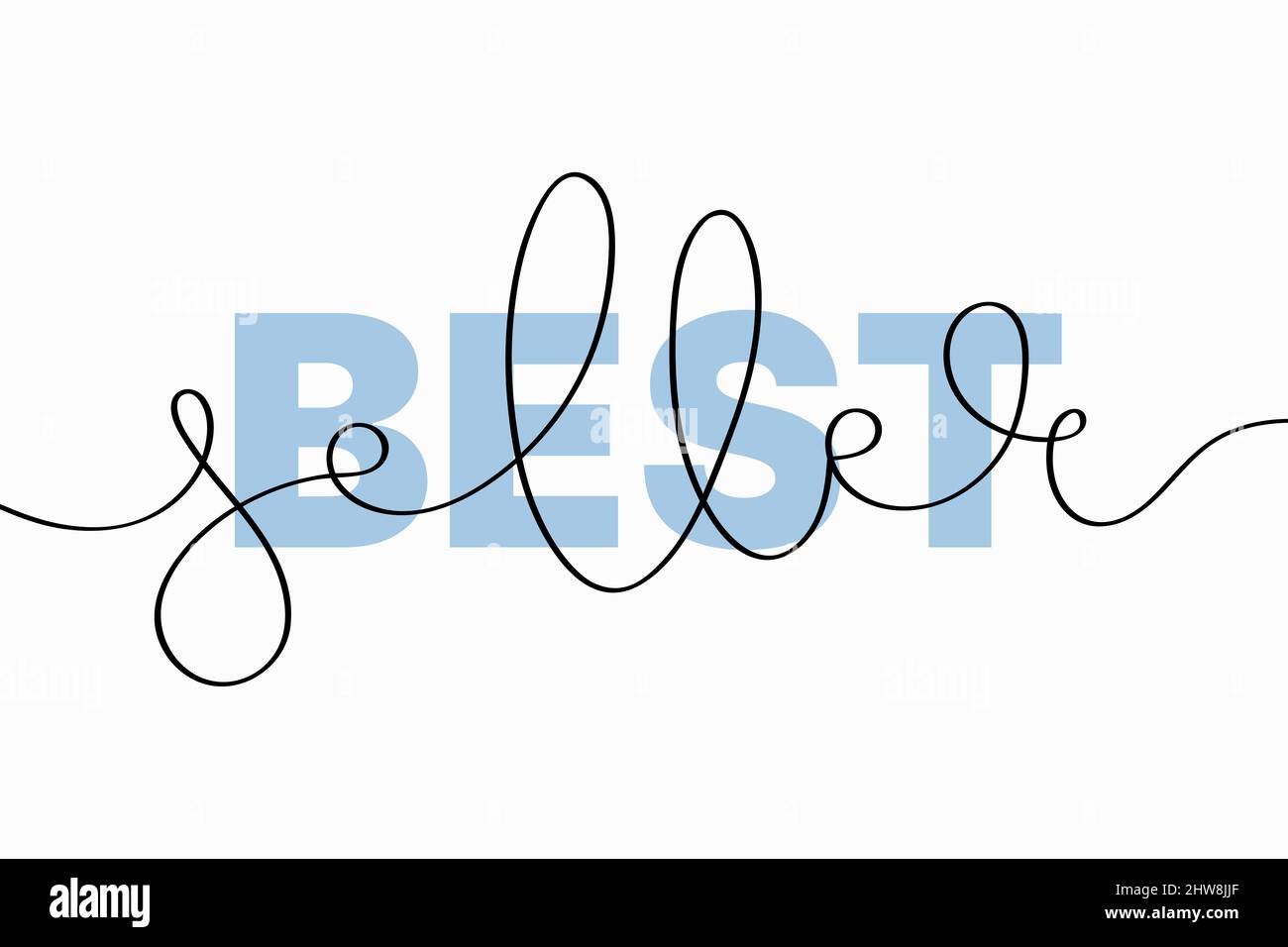 Best seller lettering. Vector illustration of creative typography with continuous one line hand drawn text isolated on white background Stock Vector