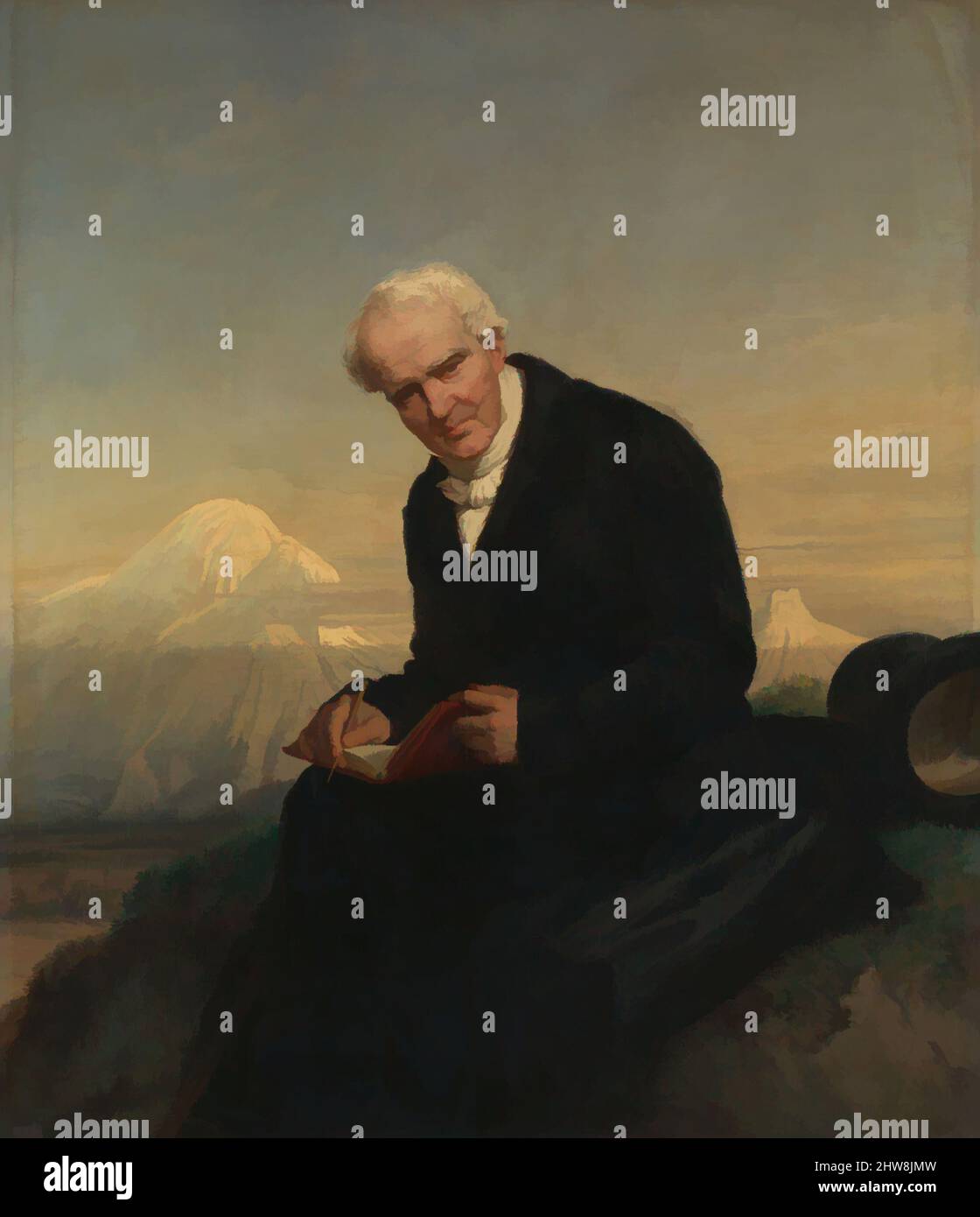 Art inspired by Baron Alexander von Humboldt (1769–1859), 1859, Oil on canvas, 62 1/2 x 54 3/8 in. (158.8 x 138.1 cm), Paintings, Julius Schrader (German, Berlin 1815–1900 Große-Lichterfelde, Classic works modernized by Artotop with a splash of modernity. Shapes, color and value, eye-catching visual impact on art. Emotions through freedom of artworks in a contemporary way. A timeless message pursuing a wildly creative new direction. Artists turning to the digital medium and creating the Artotop NFT Stock Photo