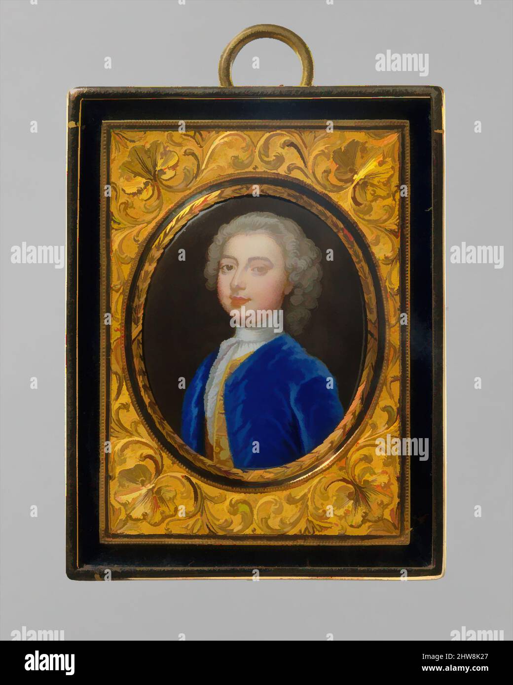 Art inspired by Portrait of a Young Man, Enamel, Oval, 1 3/4 x 1 3/8 in. (45 x 36 mm), Miniatures, Christian Friedrich Zincke (German, Dresden 1683/85–1767 London, Classic works modernized by Artotop with a splash of modernity. Shapes, color and value, eye-catching visual impact on art. Emotions through freedom of artworks in a contemporary way. A timeless message pursuing a wildly creative new direction. Artists turning to the digital medium and creating the Artotop NFT Stock Photo