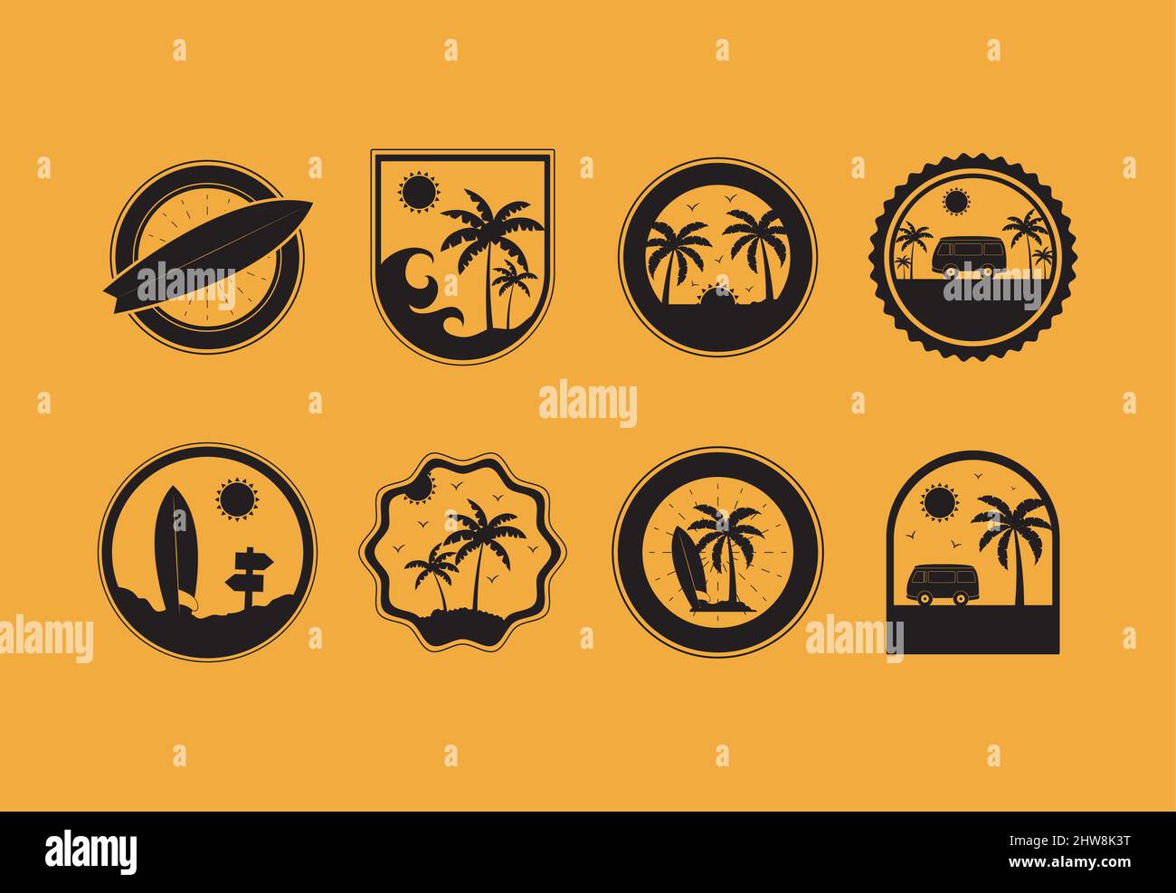 eight surf icons Stock Vector Image & Art - Alamy