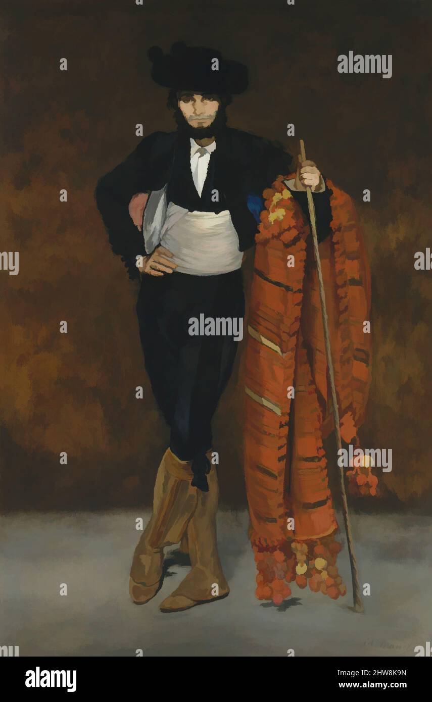 Art inspired by Young Man in the Costume of a Majo, 1863, Oil on canvas, 74 x 49 1/8 in. (188 x 124.8 cm), Paintings, Édouard Manet (French, Paris 1832–1883 Paris), For this image of one of the dashing young Spaniards known as majos, Manet's younger brother Gustave donned the same, Classic works modernized by Artotop with a splash of modernity. Shapes, color and value, eye-catching visual impact on art. Emotions through freedom of artworks in a contemporary way. A timeless message pursuing a wildly creative new direction. Artists turning to the digital medium and creating the Artotop NFT Stock Photo