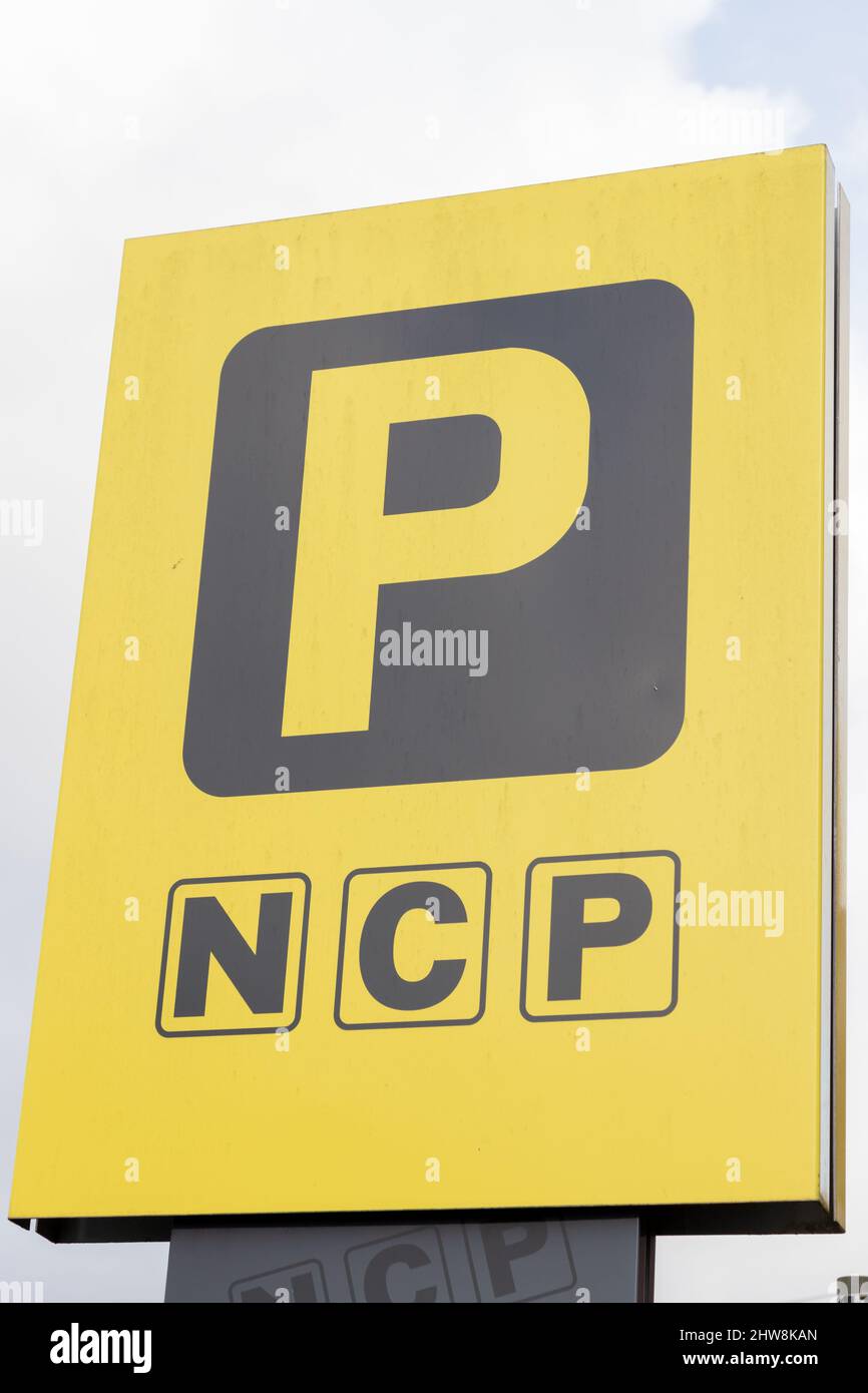The well recognised logo of NCP Car Parks, a national car parking company in the UK Stock Photo