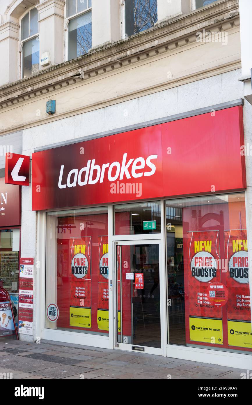 The frontage of the Wolverhampton branch of the High Street Betting company, Ladbrokes Stock Photo