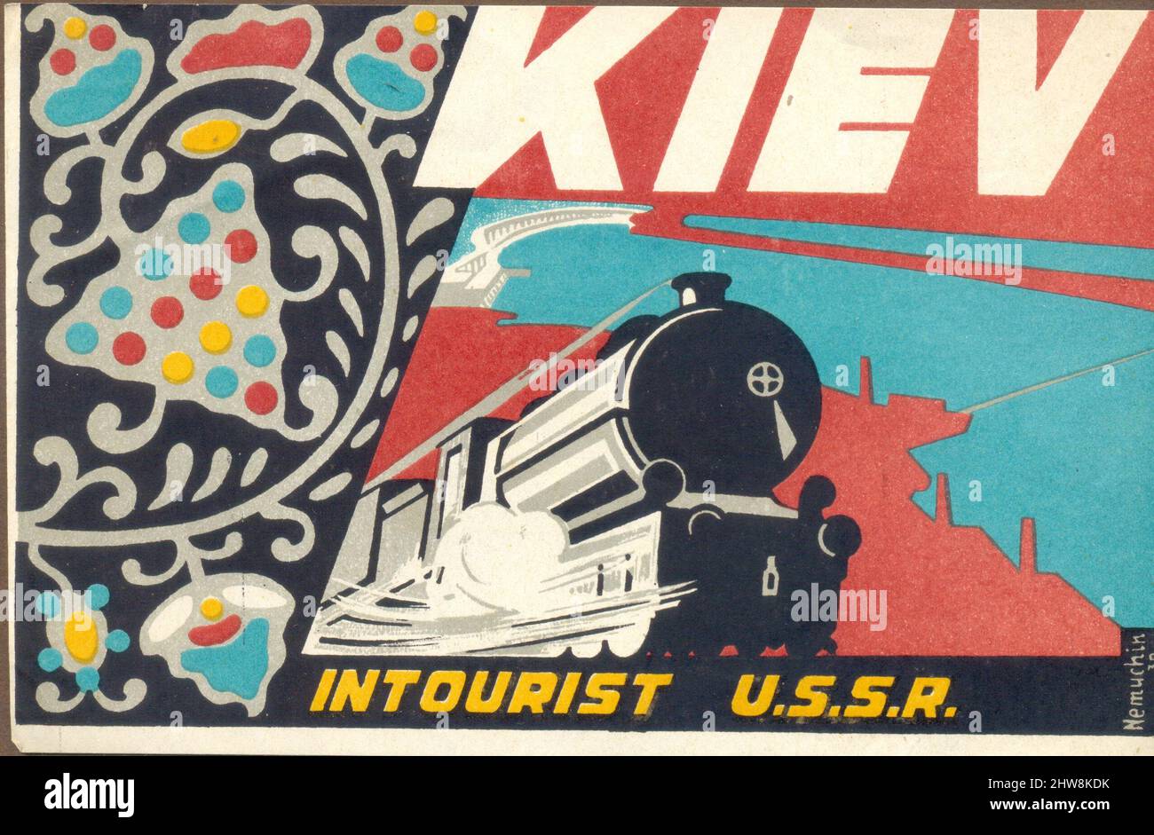 Luggage label for Kiev issued by Intourist USSR 1932 Stock Photo