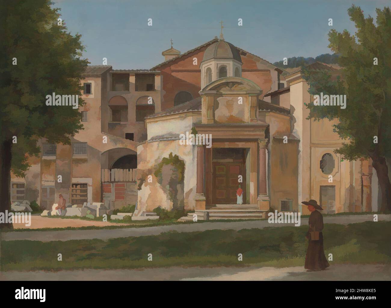 Art inspired by A Section of the Via Sacra, Rome (The Church of Saints Cosmas and Damian), ca. 1814–15, Oil on canvas, 12 3/8 x 17 1/8 in. (31.4 x 43.5 cm), Paintings, Christoffer Wilhelm Eckersberg (Danish, Blåkrog 1783–1853 Copenhagen), In Rome, between 1813 and 1816, Eckersberg, Classic works modernized by Artotop with a splash of modernity. Shapes, color and value, eye-catching visual impact on art. Emotions through freedom of artworks in a contemporary way. A timeless message pursuing a wildly creative new direction. Artists turning to the digital medium and creating the Artotop NFT Stock Photo