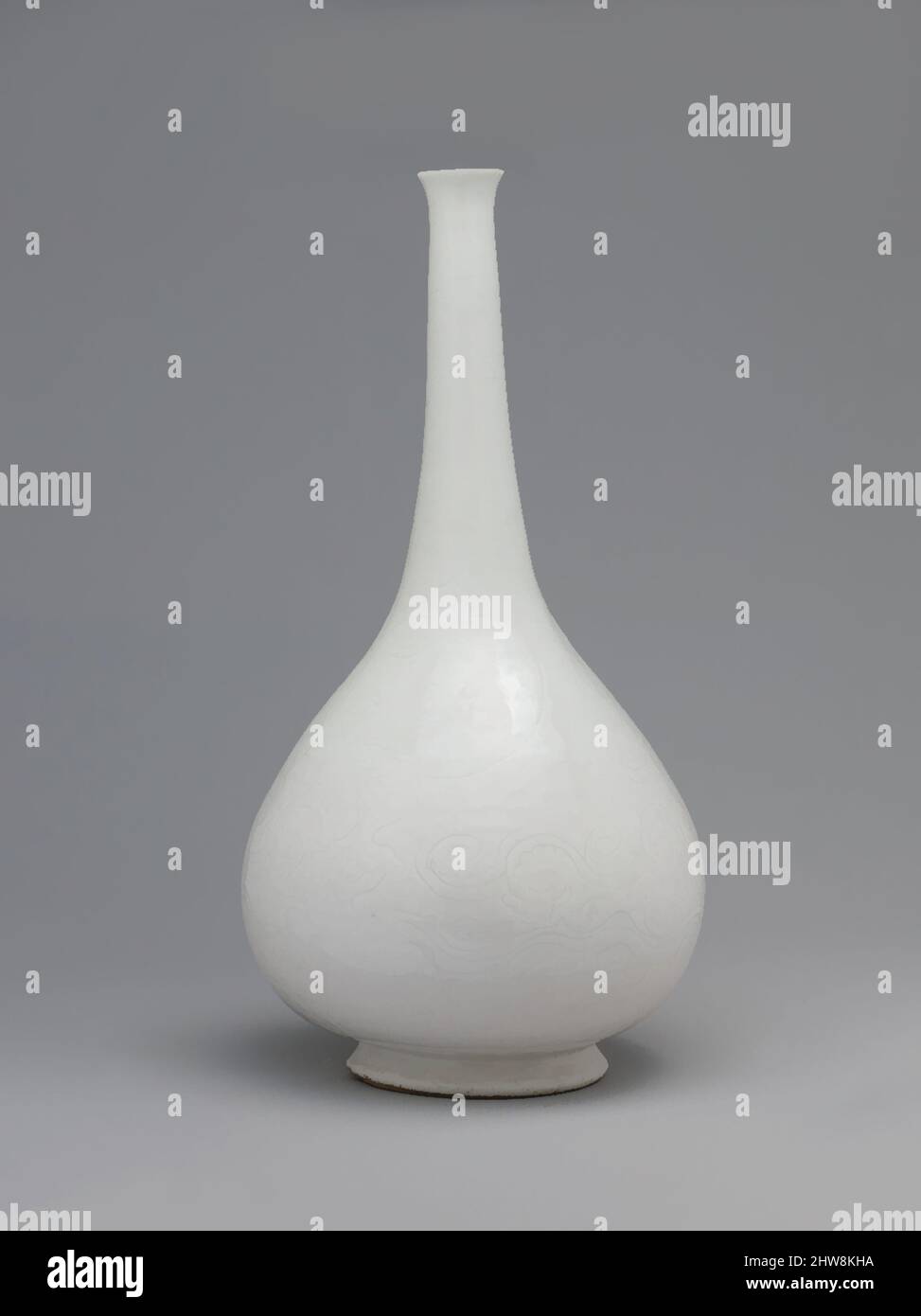 Art inspired by Bottle with Incised Decoration, first half 18th century, Made in Iran, Stonepaste; incised under transparent glaze (Gombroon ware), H. 14 in. (35.6 cm), Ceramics, This bottle along with a bowl are part of a group of Iranian ceramics known as Gombroon ware, named after a, Classic works modernized by Artotop with a splash of modernity. Shapes, color and value, eye-catching visual impact on art. Emotions through freedom of artworks in a contemporary way. A timeless message pursuing a wildly creative new direction. Artists turning to the digital medium and creating the Artotop NFT Stock Photo