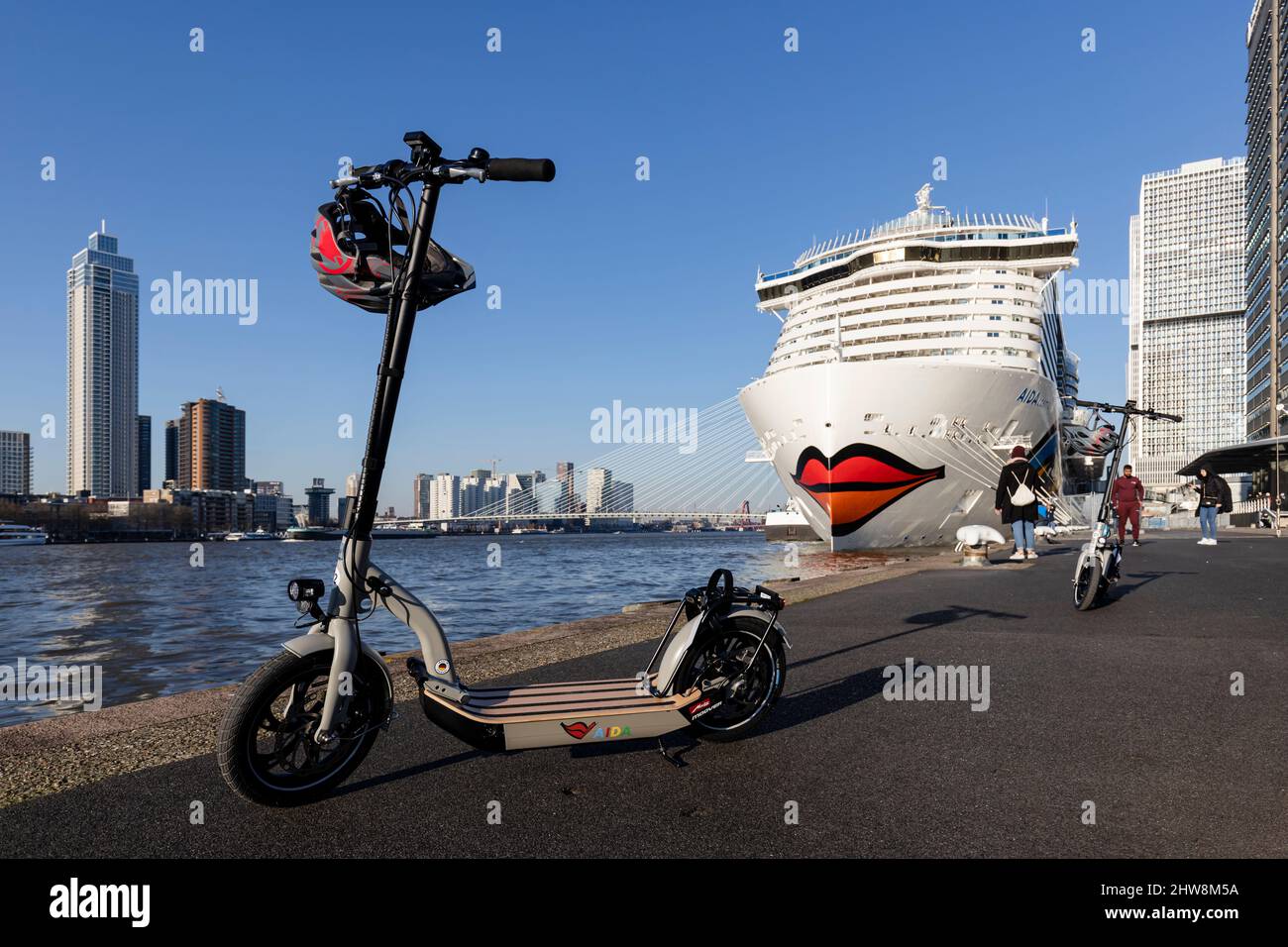 Rotterdam, Netherlands - 3-3-2022: Electric scooter from Aida Cosma in port of Rotterdam Stock Photo