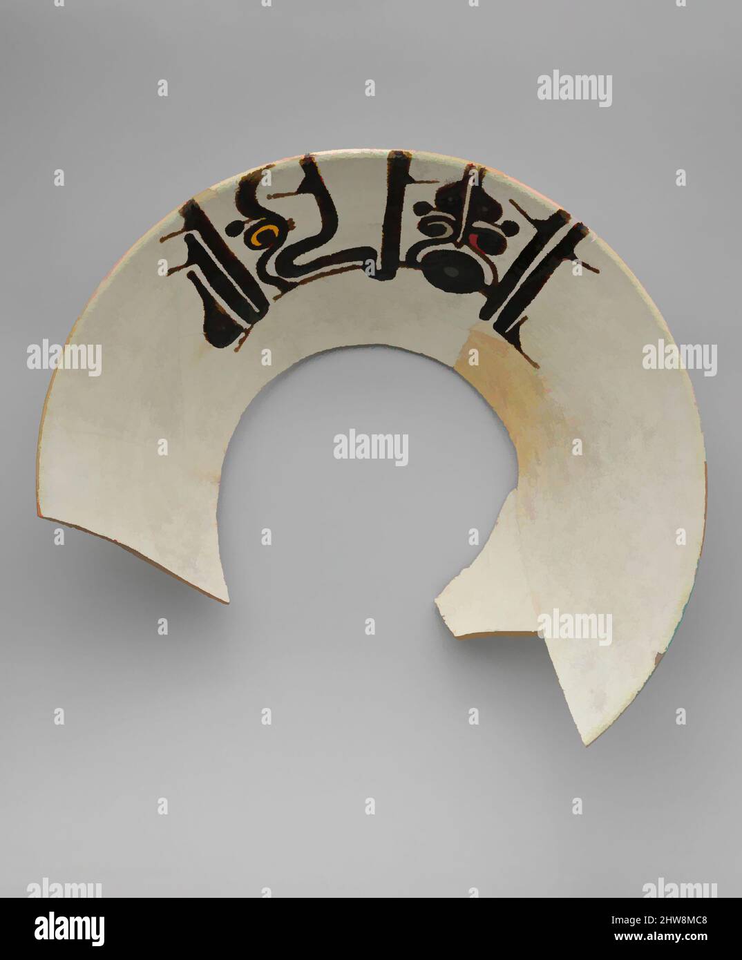 Art inspired by Bowl with Inscription, 'Sovereignty is God's', late 9th–early 10th century, Excavated in Iran, Nishapur, Earthenware; white slip with black slip decoration under transparent glaze, H. 3 3/4 in. (9.5 cm), Ceramics, One of the most common phrases found on Nishapur objects, Classic works modernized by Artotop with a splash of modernity. Shapes, color and value, eye-catching visual impact on art. Emotions through freedom of artworks in a contemporary way. A timeless message pursuing a wildly creative new direction. Artists turning to the digital medium and creating the Artotop NFT Stock Photo