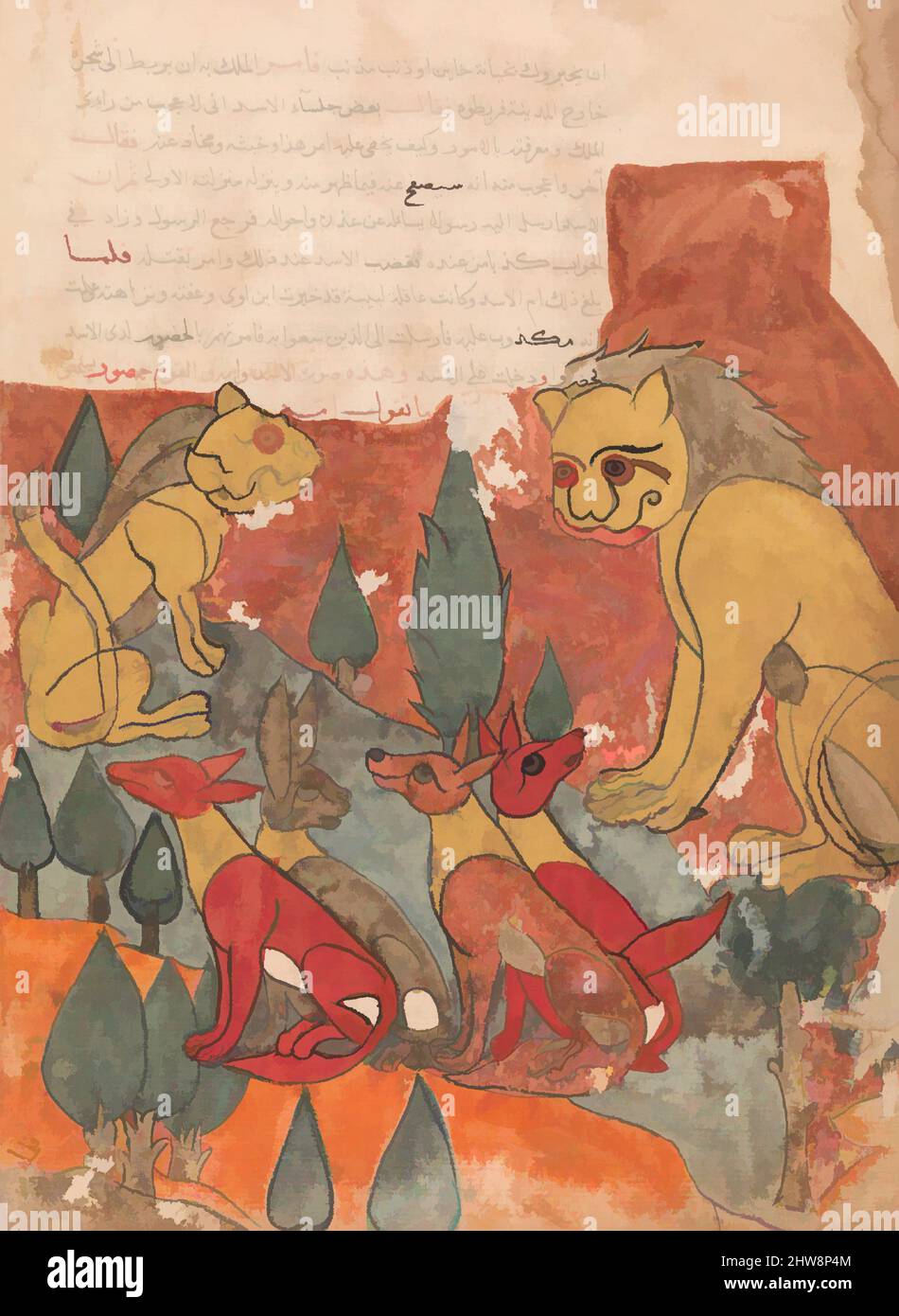 https://c8.alamy.com/comp/2HW8P4M/art-inspired-by-the-lioness-advises-her-son-folio-from-a-kalila-wa-dimna-18th-century-attributed-to-egypt-or-syria-ink-and-opaque-watercolor-on-paper-125-in-high-887-in-wide-318-cm-high-226-cm-wide-codices-classic-works-modernized-by-artotop-with-a-splash-of-modernity-shapes-color-and-value-eye-catching-visual-impact-on-art-emotions-through-freedom-of-artworks-in-a-contemporary-way-a-timeless-message-pursuing-a-wildly-creative-new-direction-artists-turning-to-the-digital-medium-and-creating-the-artotop-nft-2HW8P4M.jpg