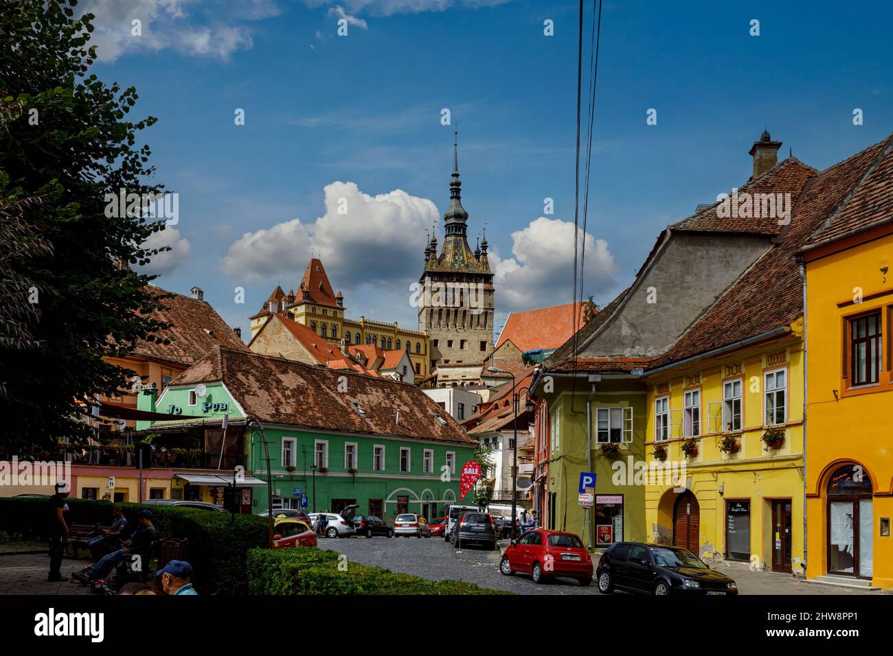 The historic city of Sighisoara in Transilvania Romania Stock Photo