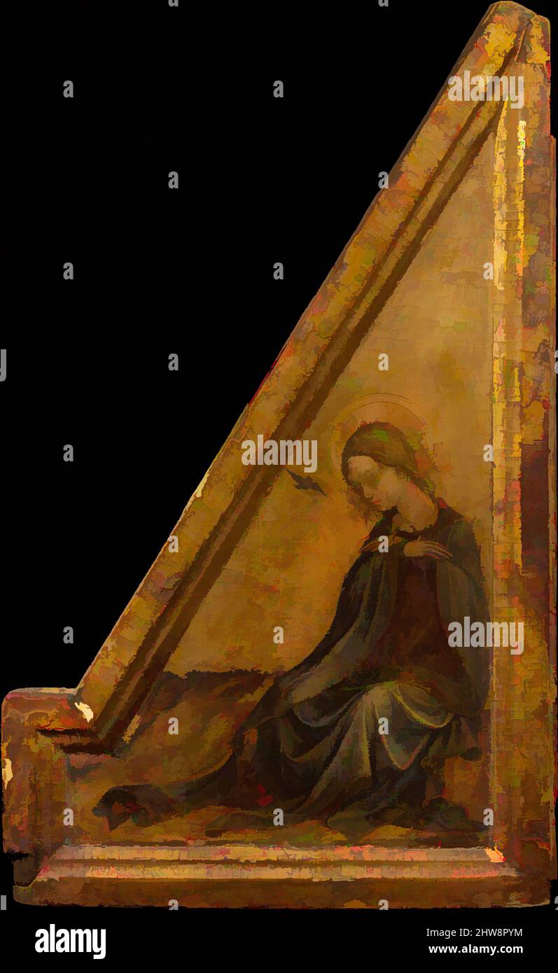 Art inspired by The Virgin Annunciate, possibly 1445–50, Tempera and gold on wood, Overall, with engaged frame, 19 1/2 x 12 in. (49.5 x 30.5 cm); painted surface 16 1/8 x 9 1/2 in. (41 x 24.1 cm), Paintings, Andrea Delitio (Italian, Abruzzo, active ca. 1440–80, Classic works modernized by Artotop with a splash of modernity. Shapes, color and value, eye-catching visual impact on art. Emotions through freedom of artworks in a contemporary way. A timeless message pursuing a wildly creative new direction. Artists turning to the digital medium and creating the Artotop NFT Stock Photo