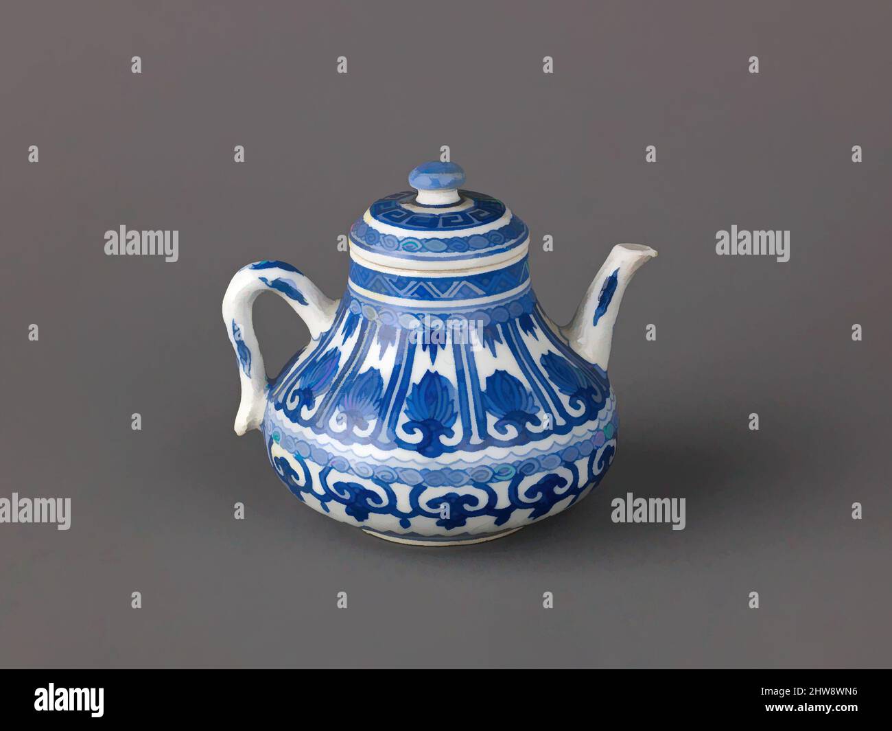 Oak leaf decorated stoneware teapot with alternative lids for fun