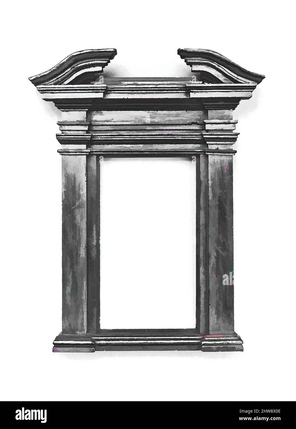 Art inspired by Tabernacle frame, style late 16th century, made 19th century, Italian, Tuscan, Walnut, Overall: 20 3/4 x 16 in, Frames, Classic works modernized by Artotop with a splash of modernity. Shapes, color and value, eye-catching visual impact on art. Emotions through freedom of artworks in a contemporary way. A timeless message pursuing a wildly creative new direction. Artists turning to the digital medium and creating the Artotop NFT Stock Photo