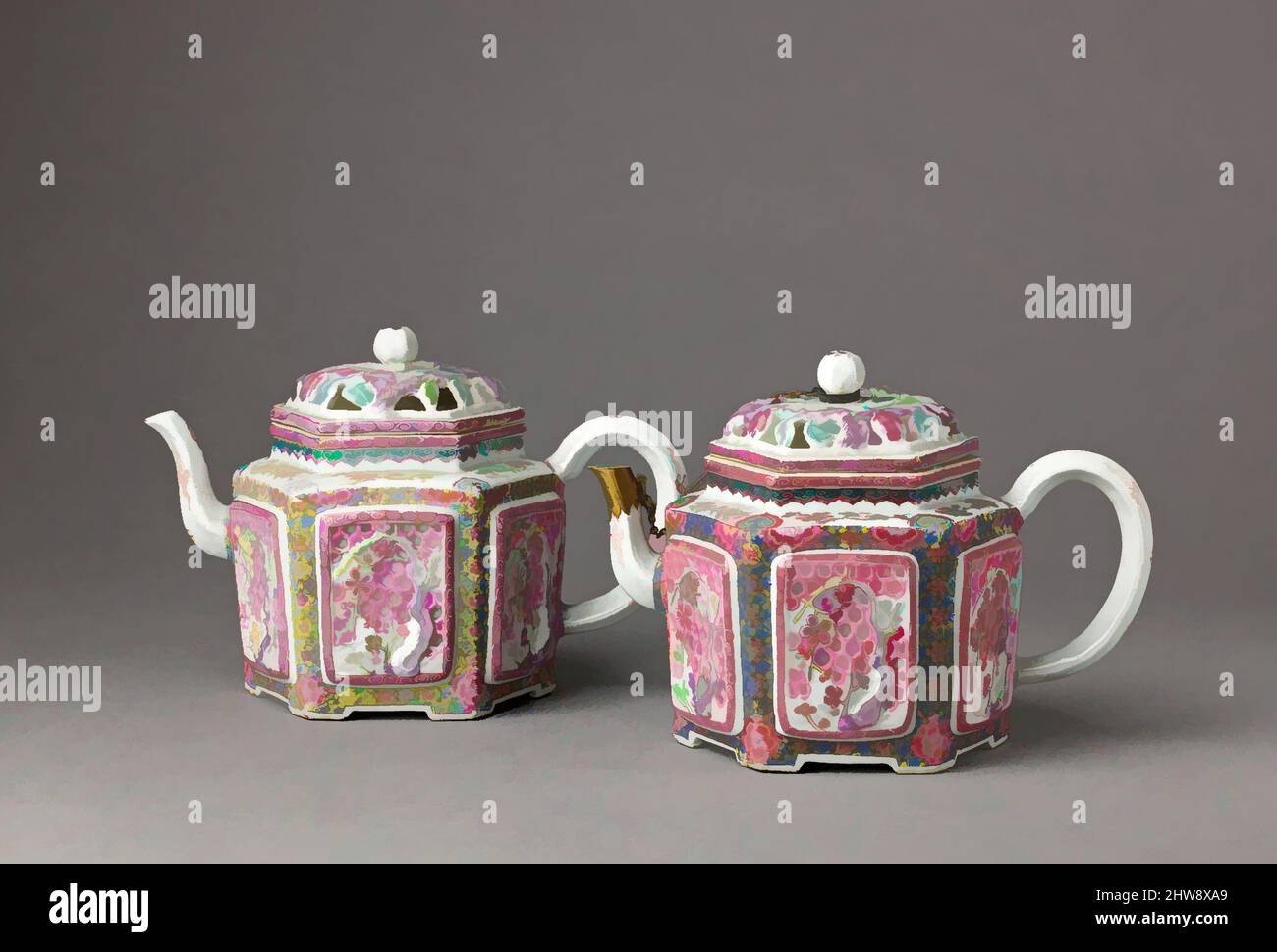 Chinese art antique Handmade reverse painted glass teapot unique gift 