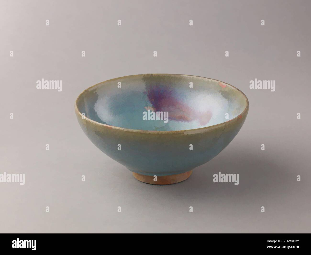Art inspired by Deep bowl, Jun ware, 13th–14th century, Chinese, Stoneware with splashed blue glaze., 7 1/8 in. (18cm), Ceramics, Chinese, Jin/Yuan Dynasty, Classic works modernized by Artotop with a splash of modernity. Shapes, color and value, eye-catching visual impact on art. Emotions through freedom of artworks in a contemporary way. A timeless message pursuing a wildly creative new direction. Artists turning to the digital medium and creating the Artotop NFT Stock Photo