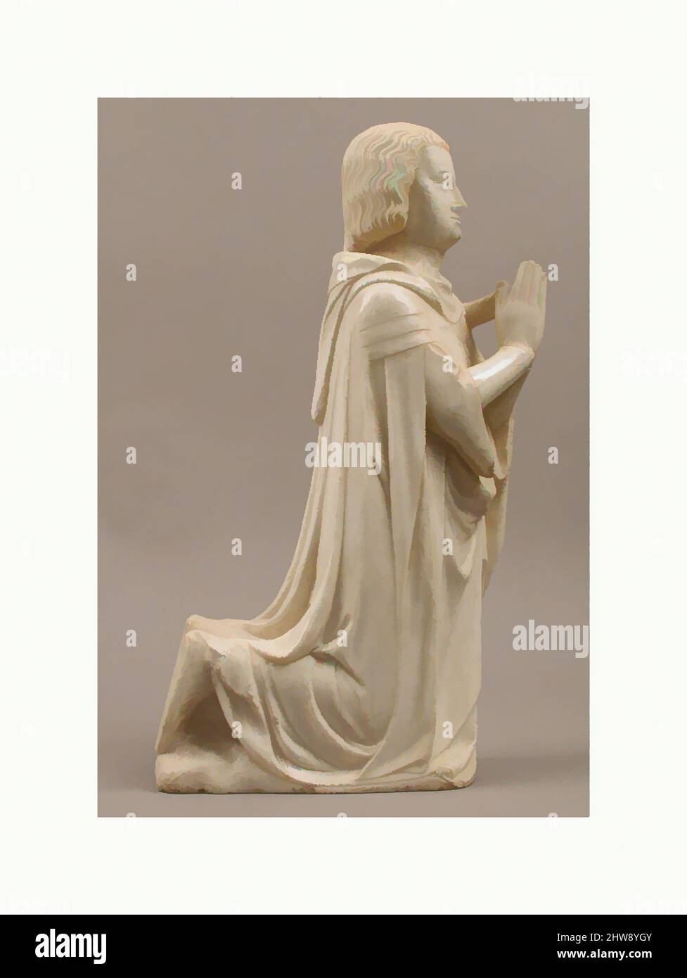 Art inspired by Prince, from a group of Donor Figures including a King, Queen, and Prince, ca. 1350, French, Marble, traces of paint & gilding, Overall: 14 7/8 x 8 7/8 x 3 1/8 in. (37.8 x 22.5 x 7.9 cm), Sculpture-Stone, These royal donors in prayer may have belonged to an altar or a, Classic works modernized by Artotop with a splash of modernity. Shapes, color and value, eye-catching visual impact on art. Emotions through freedom of artworks in a contemporary way. A timeless message pursuing a wildly creative new direction. Artists turning to the digital medium and creating the Artotop NFT Stock Photo