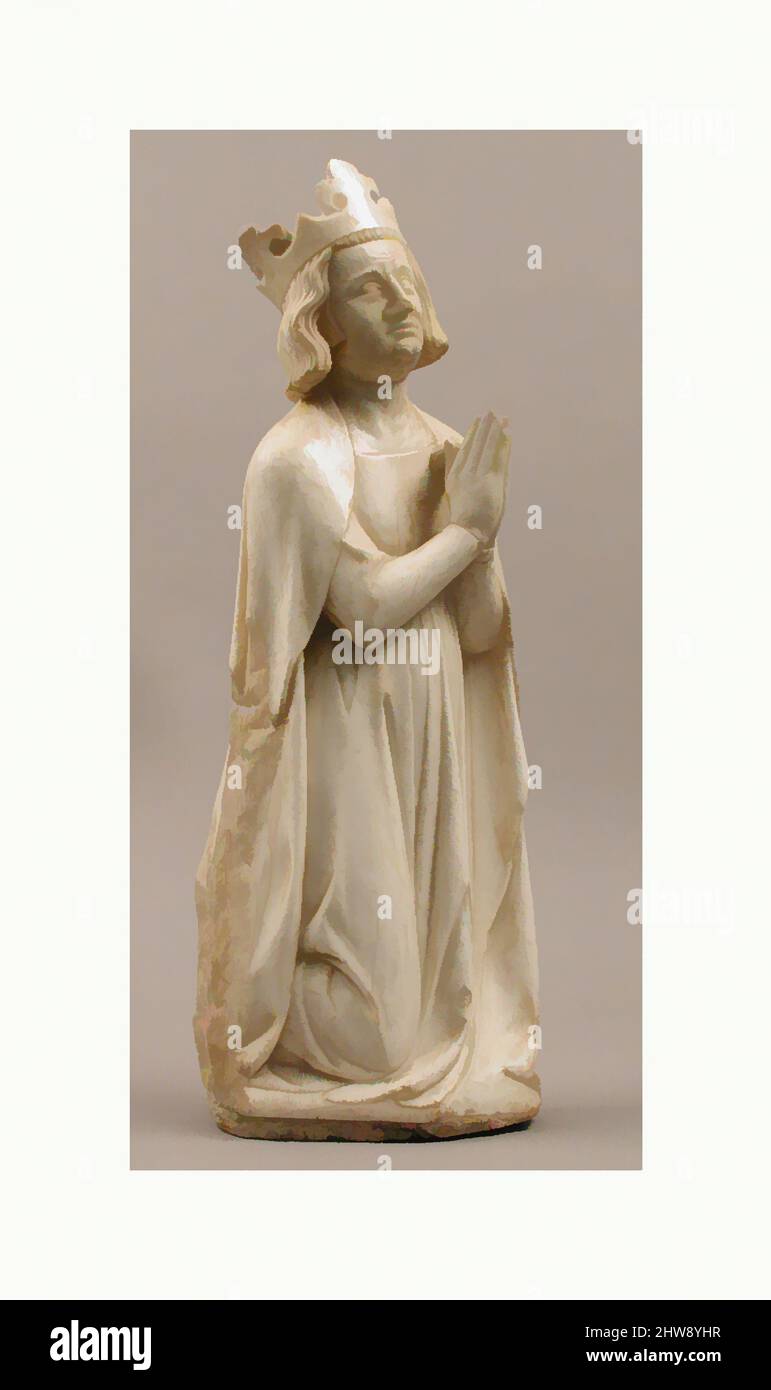 Art inspired by King, from a group of Donor Figures including a King, Queen, and Prince, ca. 1350, French, Marble, traces of paint & gilding, Overall: 15 3/4 x 5 13/16 x 3 1/16 in. (40 x 14.7 x 7.8 cm), Sculpture-Stone, These royal donors in prayer may have belonged to an altar or a, Classic works modernized by Artotop with a splash of modernity. Shapes, color and value, eye-catching visual impact on art. Emotions through freedom of artworks in a contemporary way. A timeless message pursuing a wildly creative new direction. Artists turning to the digital medium and creating the Artotop NFT Stock Photo