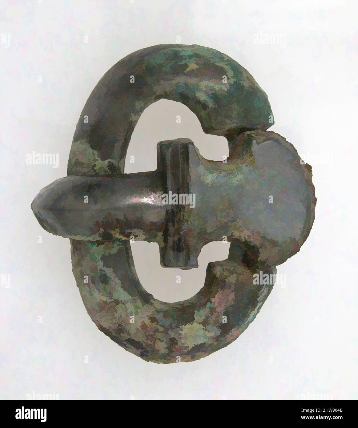 Art inspired by Belt Tongue and Oval Loop from a Buckle, 7th century, Frankish, Silvered Copper alloy, Overall: 1 3/4 x 1 7/16 x 9/16 in. (4.4 x 3.7 x 1.4 cm), Metalwork-Copper alloy, Classic works modernized by Artotop with a splash of modernity. Shapes, color and value, eye-catching visual impact on art. Emotions through freedom of artworks in a contemporary way. A timeless message pursuing a wildly creative new direction. Artists turning to the digital medium and creating the Artotop NFT Stock Photo