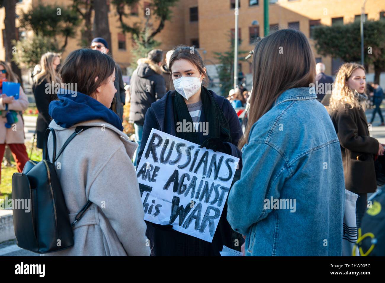 Rome, Italy 02/03/2022: Peace Mob for Ucraina, La Sapienza Public University. © Andrea Sabbadini Stock Photo