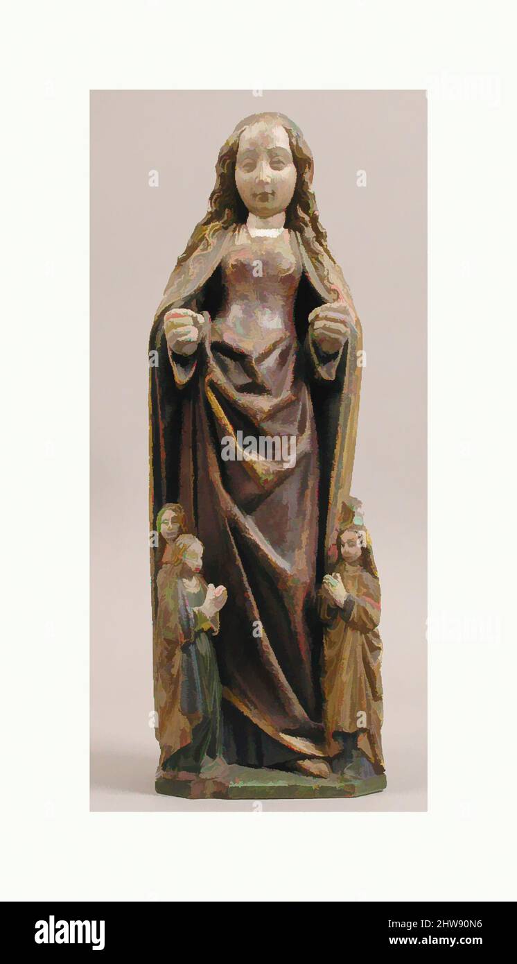 Art inspired by Saint Ursula of Cologne and Four Virgin Martyrs, ca. 1500, South Netherlandish, Oak, polychromy and gilding, Overall: 14 1/2 x 4 3/4 x 3 5/8 in. (36.8 x 12.1 x 9.2 cm), Sculpture-Wood, According to an early medieval legend, Saint Ursula and eleven thousand virgins were, Classic works modernized by Artotop with a splash of modernity. Shapes, color and value, eye-catching visual impact on art. Emotions through freedom of artworks in a contemporary way. A timeless message pursuing a wildly creative new direction. Artists turning to the digital medium and creating the Artotop NFT Stock Photo