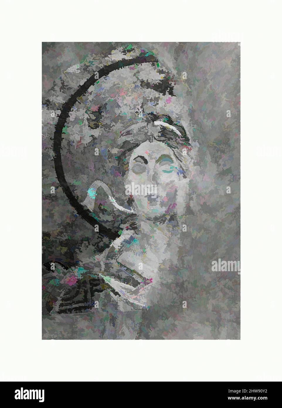 Art inspired by Archangel Gabriel, early 20th century (original dated 9th century), Byzantine, Plaster cast, paint, Overall: 72 3/4 x 48 3/8 x 3 5/16 in. (184.8 x 122.8 x 8.4 cm), Reproductions-Mosaics, Classic works modernized by Artotop with a splash of modernity. Shapes, color and value, eye-catching visual impact on art. Emotions through freedom of artworks in a contemporary way. A timeless message pursuing a wildly creative new direction. Artists turning to the digital medium and creating the Artotop NFT Stock Photo