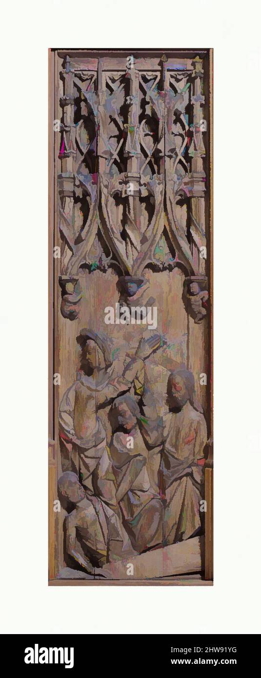 Art inspired by Panel with the Razing of Lazarus, early 16th century, Made in Normandy, France, French, Oak, Overall: 35 1/2 x 10 1/2 in. (90.2 x 26.7 cm), Woodwork-Architectural, Classic works modernized by Artotop with a splash of modernity. Shapes, color and value, eye-catching visual impact on art. Emotions through freedom of artworks in a contemporary way. A timeless message pursuing a wildly creative new direction. Artists turning to the digital medium and creating the Artotop NFT Stock Photo