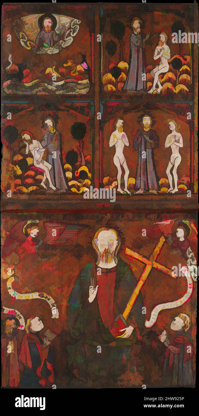 Art inspired by Scenes from the Life of Saint Andrew, late 14th century, Made in Castile, Spain, Spanish, Tempera on wood, gold ground, 78 1/4 in. × 39 3/4 in. × 2 1/8 in. × 15/16 in. (198.8 × 101 × 5.4 × 2.4 cm), Paintings-Panels, Classic works modernized by Artotop with a splash of modernity. Shapes, color and value, eye-catching visual impact on art. Emotions through freedom of artworks in a contemporary way. A timeless message pursuing a wildly creative new direction. Artists turning to the digital medium and creating the Artotop NFT Stock Photo