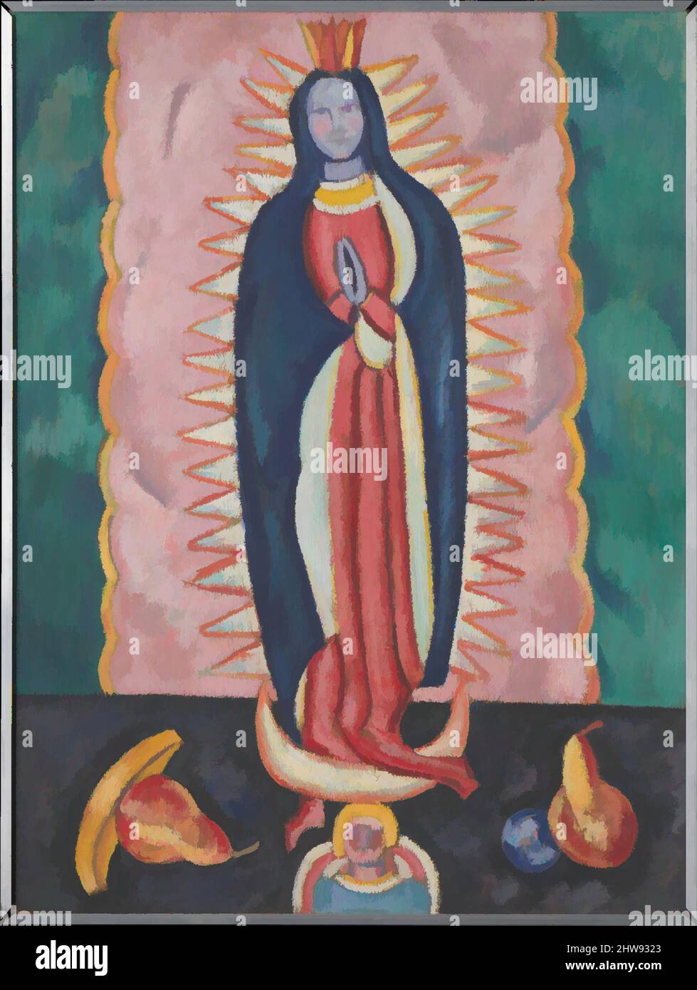 Art inspired by The Virgin of Guadalupe, ca. 1918–19, Oil and charcoal on paperboard, 31 7/8 x 23 7/8 in. (81 x 60.6 cm), Paintings, Marsden Hartley (American, Lewiston, Maine 1877–1943 Ellsworth, Maine), Not long after his return to the United States from Germany, Hartley ventured to, Classic works modernized by Artotop with a splash of modernity. Shapes, color and value, eye-catching visual impact on art. Emotions through freedom of artworks in a contemporary way. A timeless message pursuing a wildly creative new direction. Artists turning to the digital medium and creating the Artotop NFT Stock Photo