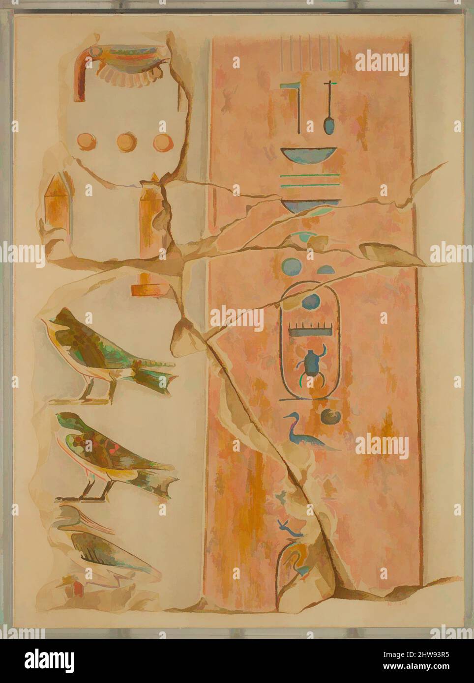 Art inspired by Fragment of an Obelisk, Tomb of Puyemre, Original: New Kingdom, Dynasty 18, ca. 1479–1458 B.C., Original from Egypt, Upper Egypt, Thebes, Tomb of Puyemre, West wall, north of central doorway, Tempera on paper, H. 32.4 cm (12 3/4 in); w. 23.8 cm (9 3/8 in), Hugh R, Classic works modernized by Artotop with a splash of modernity. Shapes, color and value, eye-catching visual impact on art. Emotions through freedom of artworks in a contemporary way. A timeless message pursuing a wildly creative new direction. Artists turning to the digital medium and creating the Artotop NFT Stock Photo
