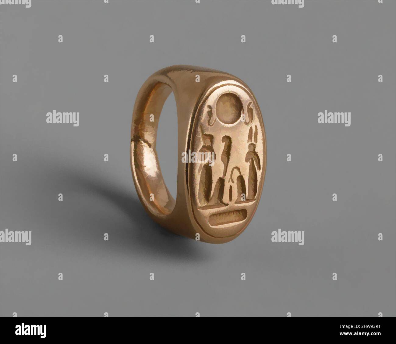 art inspired by finger ring depicting king akhenaten and queen nefertiti as shu and tefnut new kingdom amarna period dynasty 18 ca 13531336 bc from egypt middle egypt amarna akhetaten town petrie excavations 189192 gold diam 25 cm 1 in l of bezel 23 cm 78 in classic works modernized by artotop with a splash of modernity shapes color and value eye catching visual impact on art emotions through freedom of artworks in a contemporary way a timeless message pursuing a wildly creative new direction artists turning to the digital medium and creating the artotop nft 2HW93RT