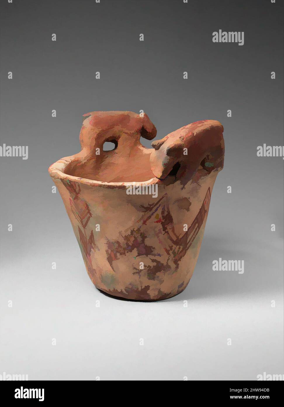 Art inspired by White cross-lined ware beaker with hippos, Predynastic, Naqada II, ca. 3650–3500 B.C., From Egypt, Pottery, paint, H: 10 cm (3 15/16 in.); diam: 11 cm (4 5/16 in, Classic works modernized by Artotop with a splash of modernity. Shapes, color and value, eye-catching visual impact on art. Emotions through freedom of artworks in a contemporary way. A timeless message pursuing a wildly creative new direction. Artists turning to the digital medium and creating the Artotop NFT Stock Photo