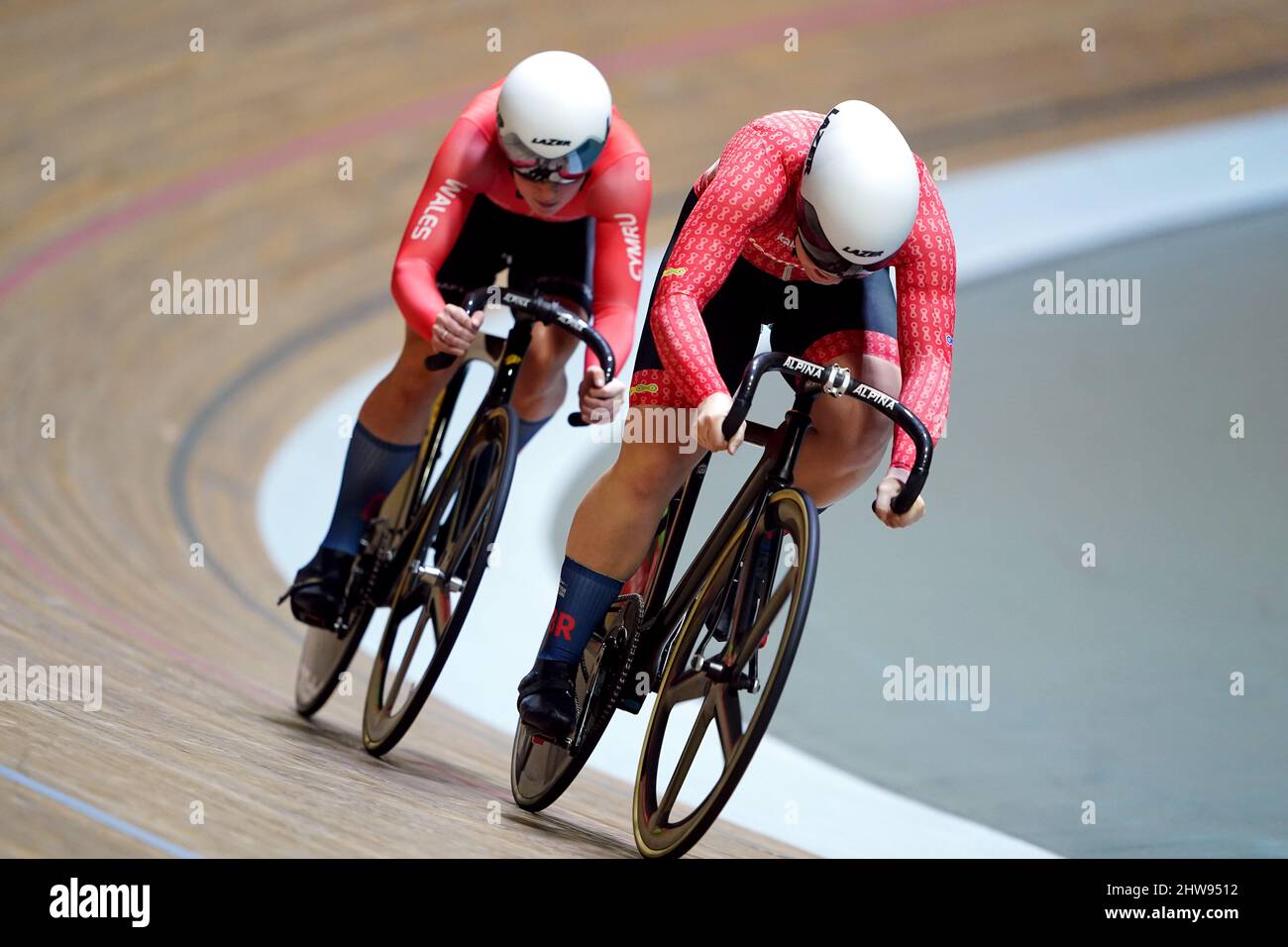 Sophie Capewell (right) during day two of the HSBC UK National Track ...