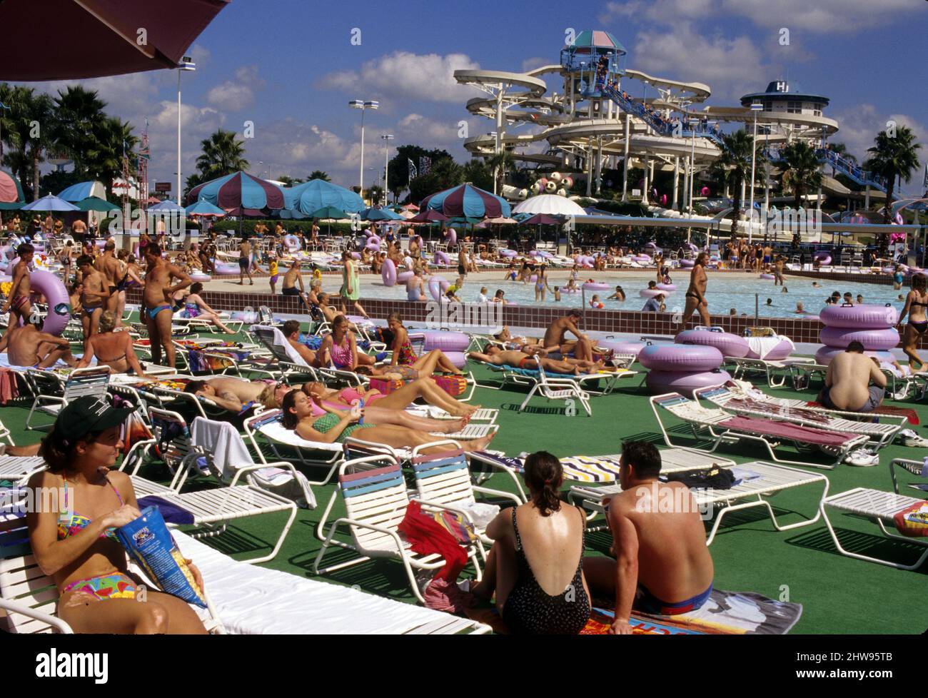 usa florida orlando aquatic park crowd summer vacation Stock Photo