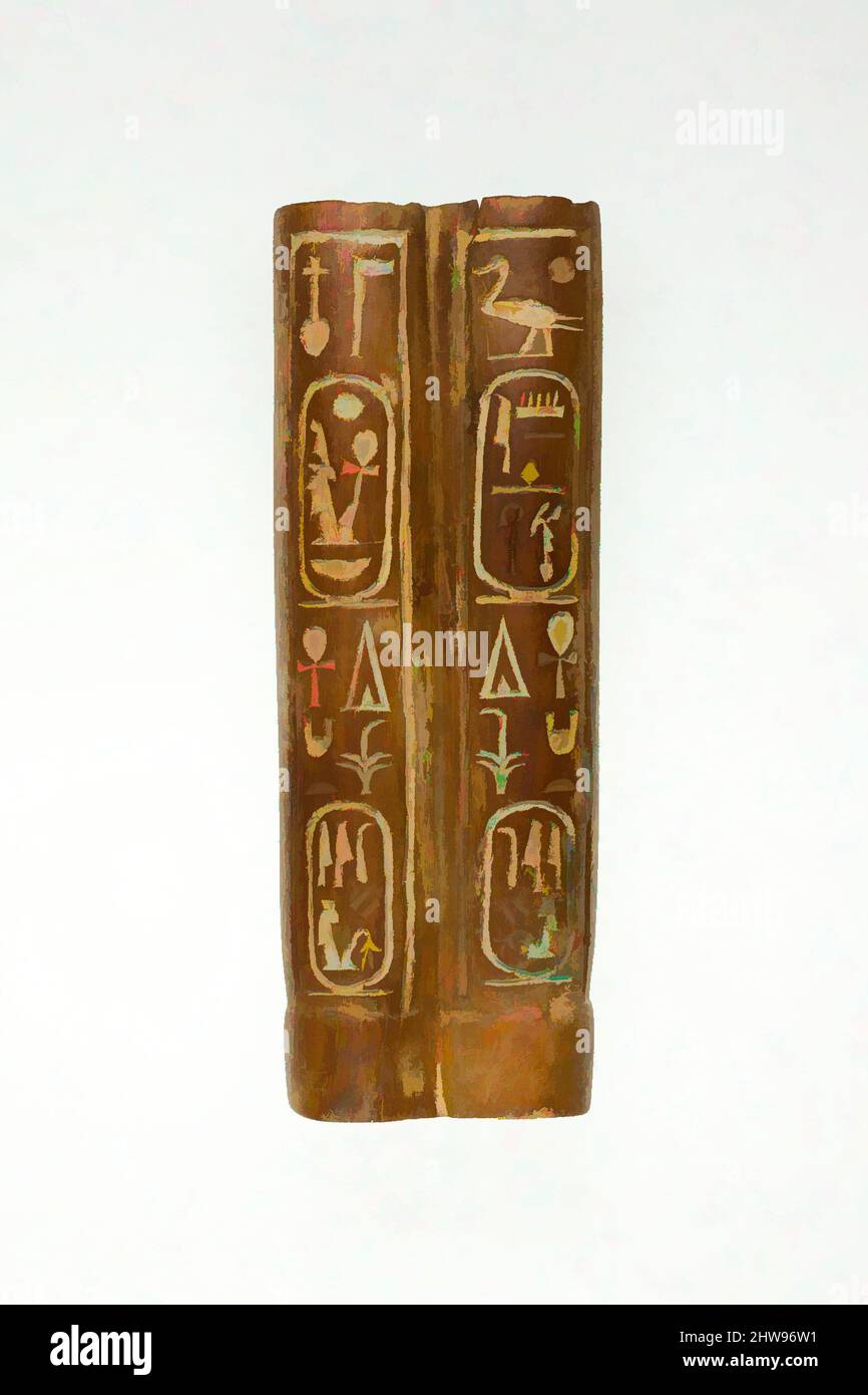Art inspired by Double kohl tube with the names of Amenhotep III and Tiye, New Kingdom, Dynasty 18, ca. 1390–1352 B.C., From Egypt, Upper Egypt, Thebes, Asasif, Carnarvon excavations, 1911, Wood, H. 12.5 cm (4 15/16 in.); W. 4.7 cm (1 7/8 in, Classic works modernized by Artotop with a splash of modernity. Shapes, color and value, eye-catching visual impact on art. Emotions through freedom of artworks in a contemporary way. A timeless message pursuing a wildly creative new direction. Artists turning to the digital medium and creating the Artotop NFT Stock Photo