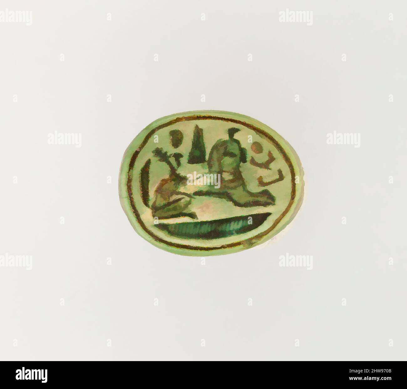 Art inspired by Scarab Inscribed with the Throne Name of Amenhotep I, New Kingdom, Dynasty 18, ca. 1525–1504 B.C., From Egypt, Steatite, glazed, l. 1.4 cm (9/16 in, Classic works modernized by Artotop with a splash of modernity. Shapes, color and value, eye-catching visual impact on art. Emotions through freedom of artworks in a contemporary way. A timeless message pursuing a wildly creative new direction. Artists turning to the digital medium and creating the Artotop NFT Stock Photo