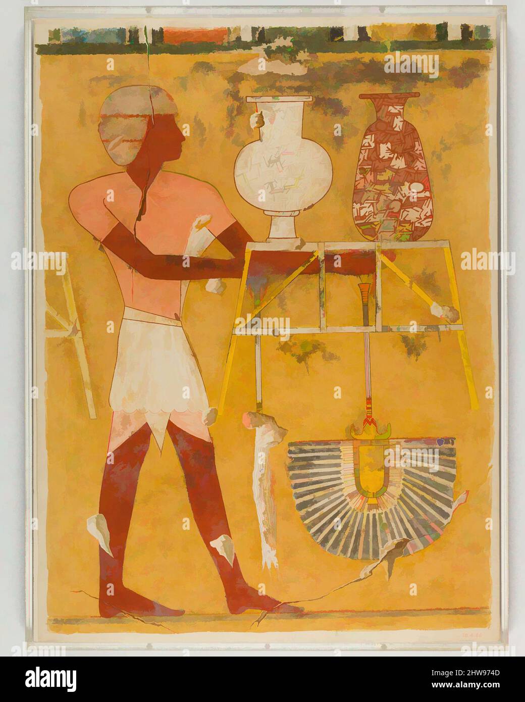 Art inspired by Man Bringing New Year's Gifts, Tomb of Qenamun, New Kingdom, Dynasty 18, ca. 1427–1400 B.C., Original from Egypt, Upper Egypt, Thebes, Sheikh Abd el-Qurna, TT 93, Tempera on paper, facsimile: h. 53 cm ( 20 7/8 in); w. 39 cm ( 15 3/8 in), Hugh R. Hopgood, Classic works modernized by Artotop with a splash of modernity. Shapes, color and value, eye-catching visual impact on art. Emotions through freedom of artworks in a contemporary way. A timeless message pursuing a wildly creative new direction. Artists turning to the digital medium and creating the Artotop NFT Stock Photo