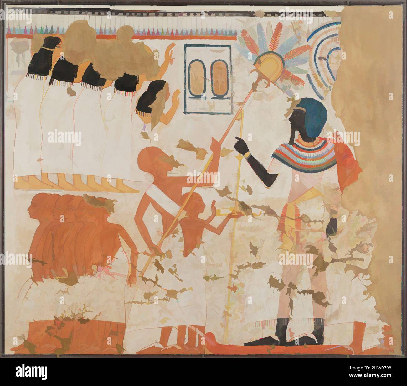 Art inspired by Dragging a Statue of Thutmose I, New Kingdom, Ramesside, Dynasty 19, ca. 1294–1279 B.C., From Egypt, Upper Egypt, Thebes, Tempera on paper, Facsimile H. 64 x W. 75 cm (25 3/16 x 29 1/2 in.); Framed: H. 67.9 x W. 76.8 cm (26 3/4 x 30 1/4 in.); Scale. 1:1, Norman de Garis, Classic works modernized by Artotop with a splash of modernity. Shapes, color and value, eye-catching visual impact on art. Emotions through freedom of artworks in a contemporary way. A timeless message pursuing a wildly creative new direction. Artists turning to the digital medium and creating the Artotop NFT Stock Photo
