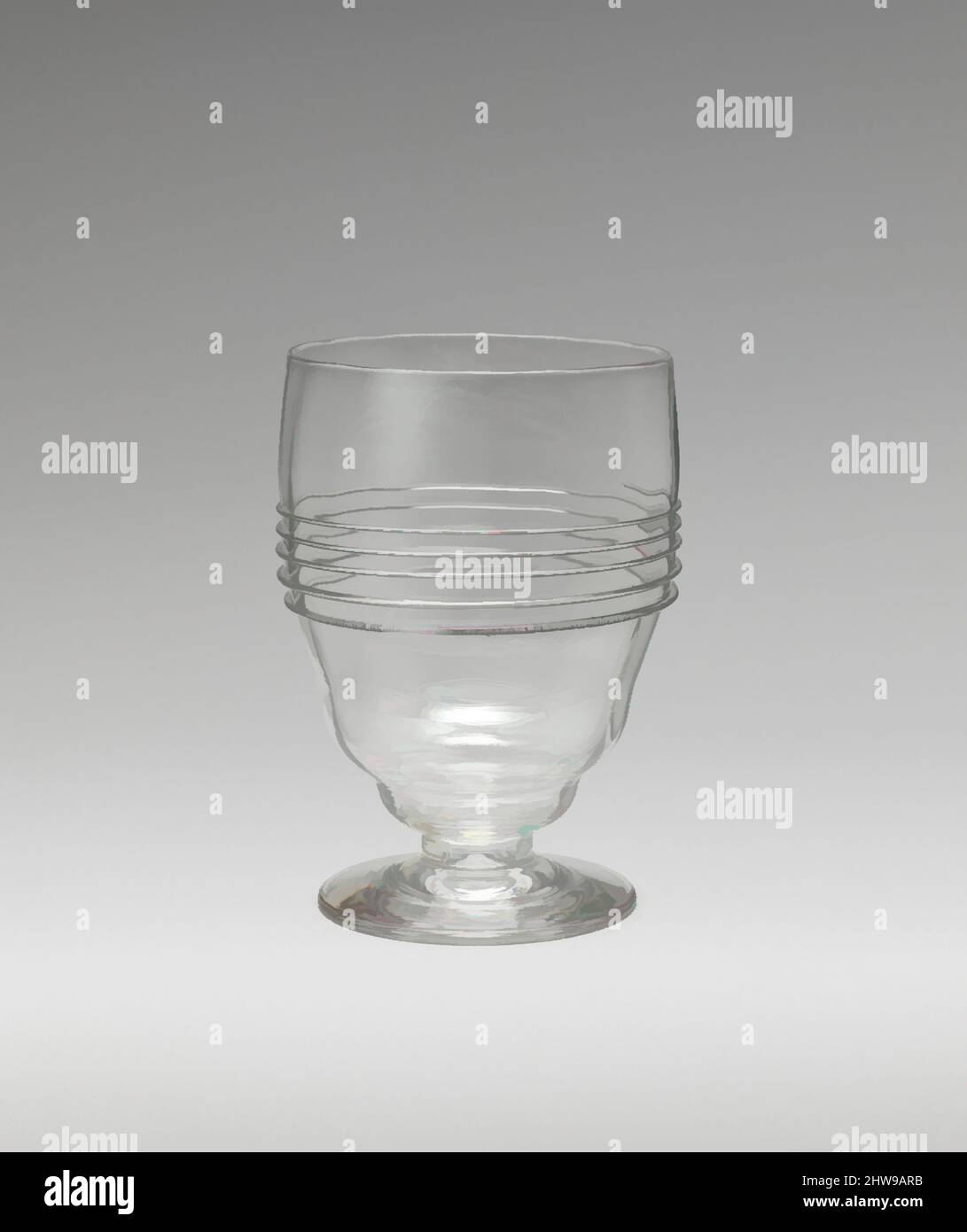 Art inspired by Footed goblet with bulging bowl, 1860, British, London, Glass, confirmed: 4 3/4 × 3 3/8 × 3 3/8 in. (12.1 × 8.6 × 8.6 cm), Glass, James Powell and Sons, Classic works modernized by Artotop with a splash of modernity. Shapes, color and value, eye-catching visual impact on art. Emotions through freedom of artworks in a contemporary way. A timeless message pursuing a wildly creative new direction. Artists turning to the digital medium and creating the Artotop NFT Stock Photo
