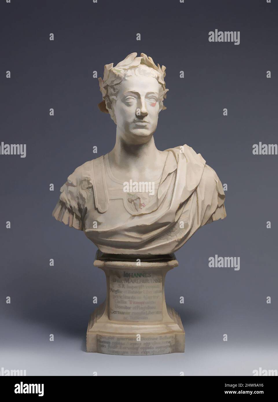 Art inspired by John Churchill, 1st Duke of Marlborough, early to mid-1730s, British, White marble on white marble socle, Overall (assembled, wt. confirmed): 36 5/8 in., 245 lb. (93 cm, 111.1 kg), Sculpture, John Michael Rysbrack (Flemish, Antwerp 1694–1770 London, Classic works modernized by Artotop with a splash of modernity. Shapes, color and value, eye-catching visual impact on art. Emotions through freedom of artworks in a contemporary way. A timeless message pursuing a wildly creative new direction. Artists turning to the digital medium and creating the Artotop NFT Stock Photo