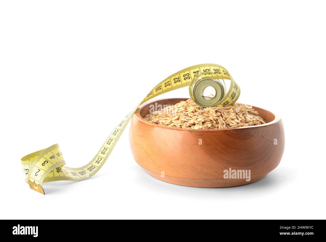 Bowl of oatmeal and measuring tape