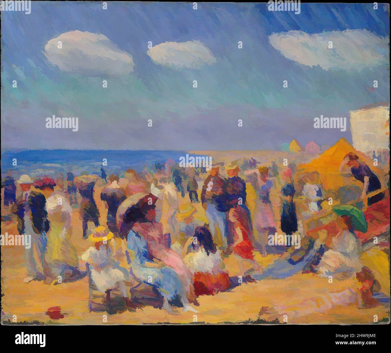 Art inspired by Crowd at the Seashore, ca. 1910, Oil on canvas, 25 x 30 in. (63.5 x 76.2 cm), Paintings, William James Glackens (American, Philadelphia, Pennsylvania 1870–1938 Westport, Connecticut), Like his fellow urban realists, Glackens was drawn to Coney Island, and this painting, Classic works modernized by Artotop with a splash of modernity. Shapes, color and value, eye-catching visual impact on art. Emotions through freedom of artworks in a contemporary way. A timeless message pursuing a wildly creative new direction. Artists turning to the digital medium and creating the Artotop NFT Stock Photo
