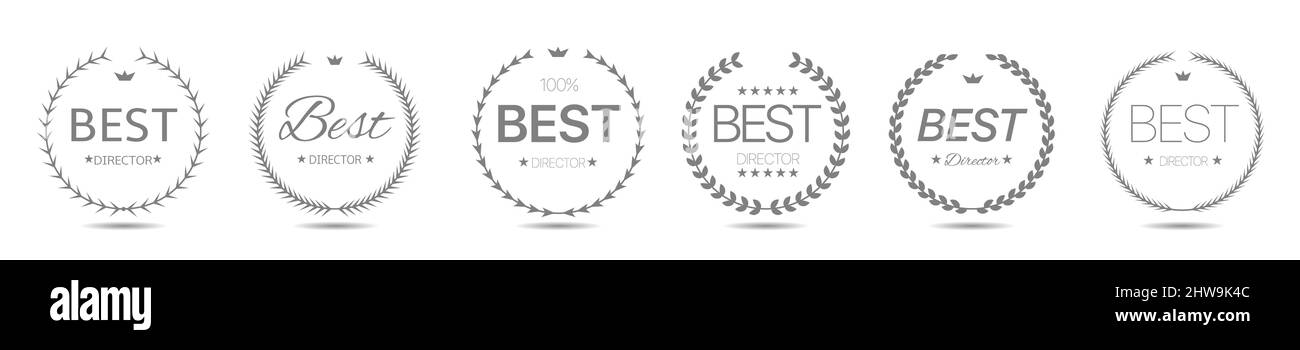 Best director Simple laurel wreath label set Stock Vector