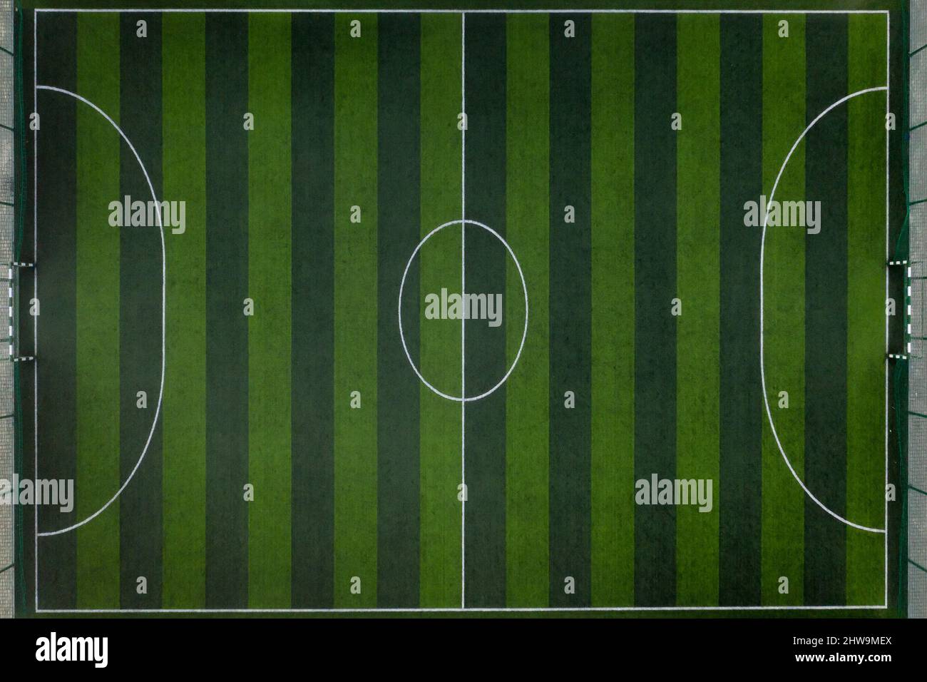 Sports striping soccer field . Shooting from the drone from above Stock