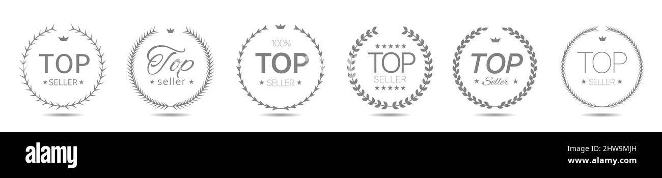 Best seller grey laurel wreath label set Stock Vector Image & Art - Alamy